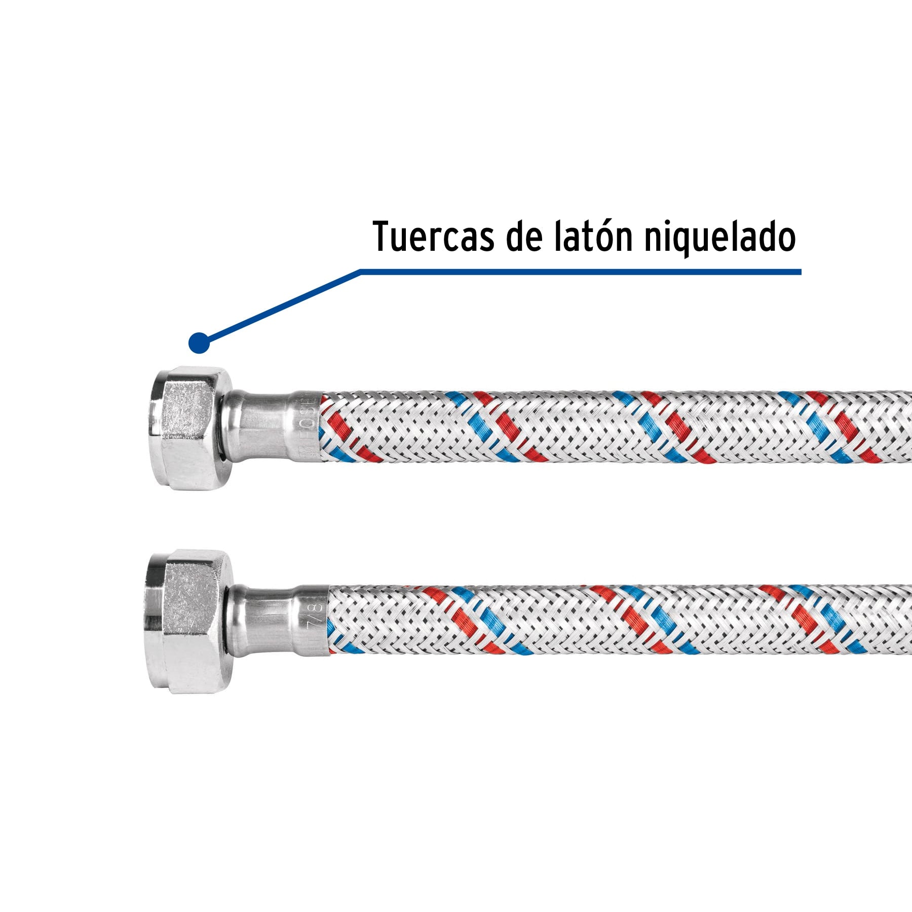 Manguera para WC, aluminio, 1/2" x 7/8", 50 cm, Basic