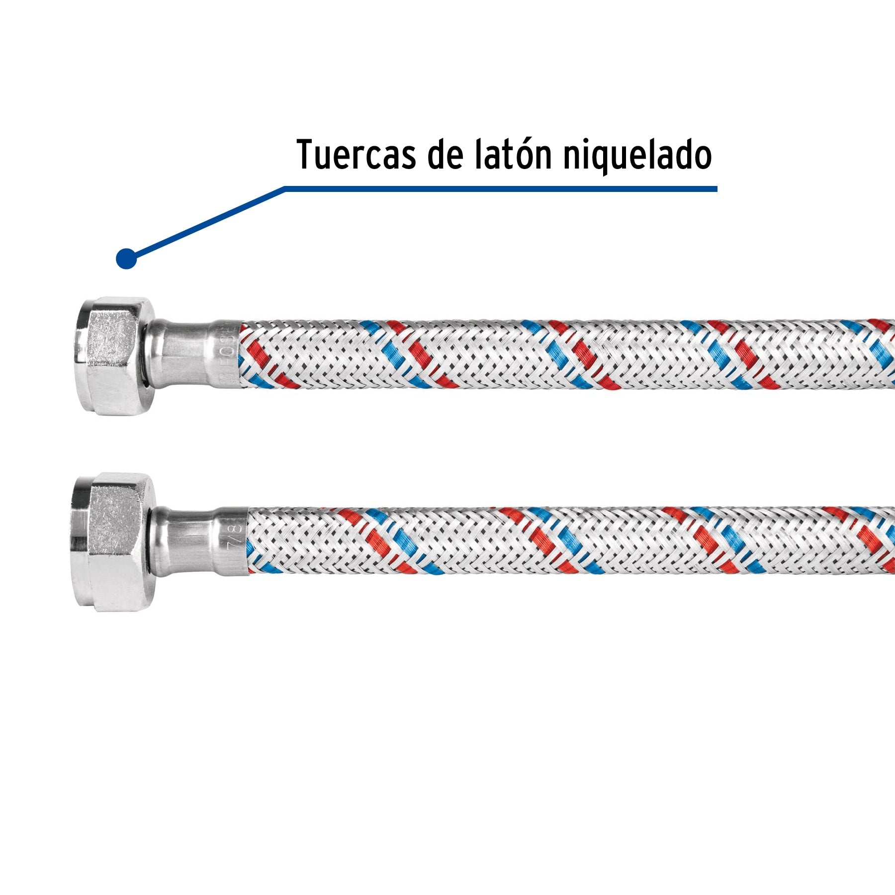 Manguera para WC, aluminio, 1/2" x 7/8", 60 cm, Basic