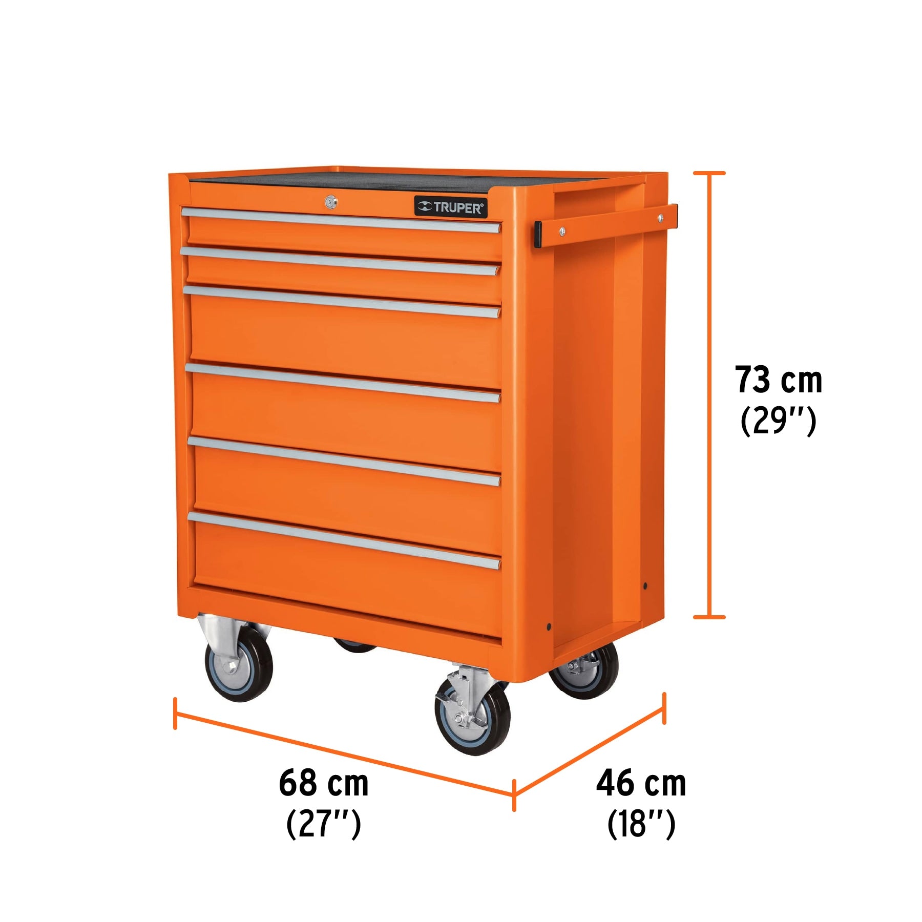 Gabinete metálico móvil, 6 cajones, capacidad 130 kg, Truper