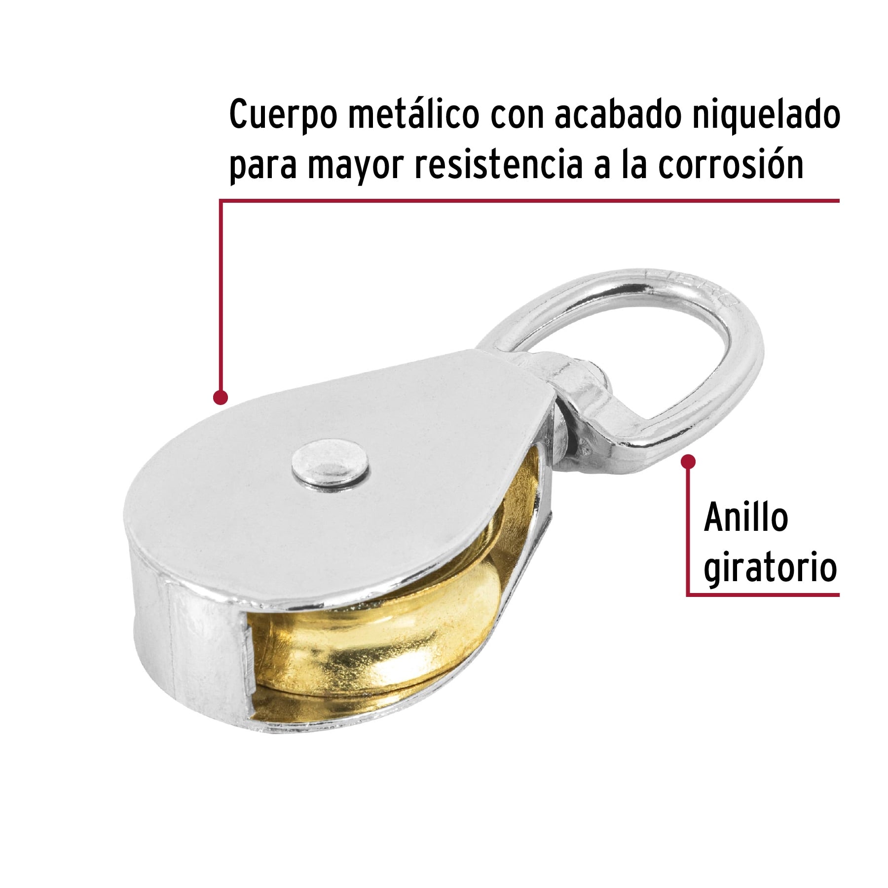 Garrucha metálica para noria de 1-1/2", Fiero