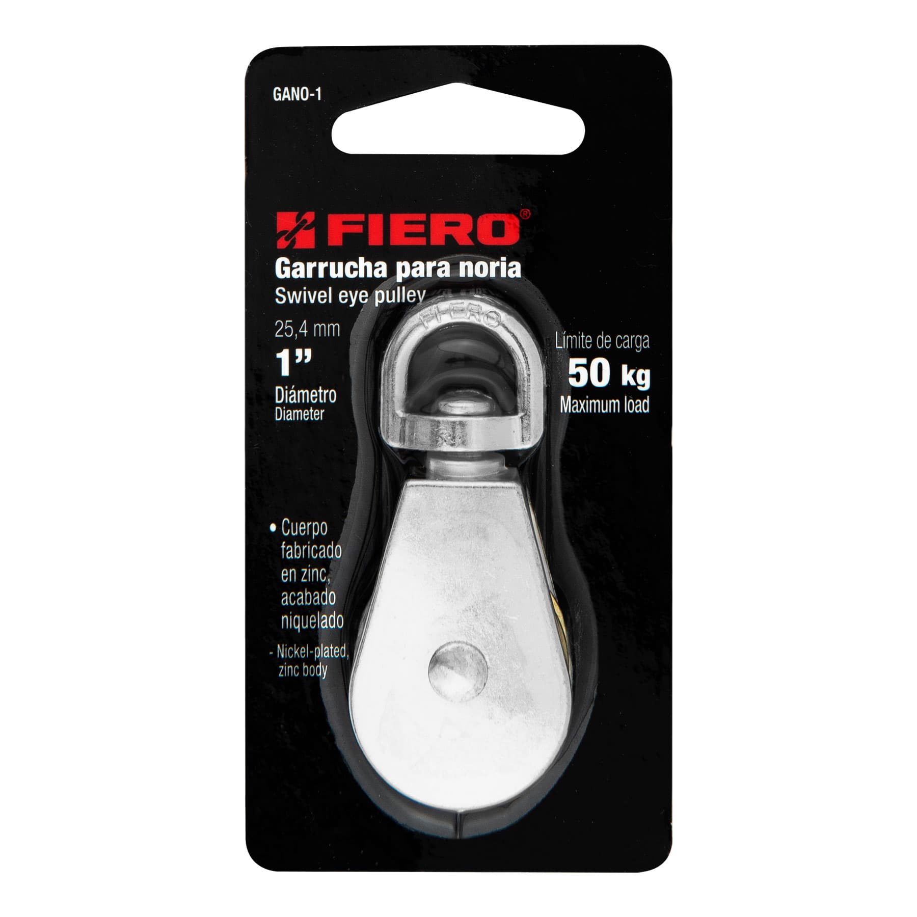 Garrucha metálica para noria de 1", Fiero