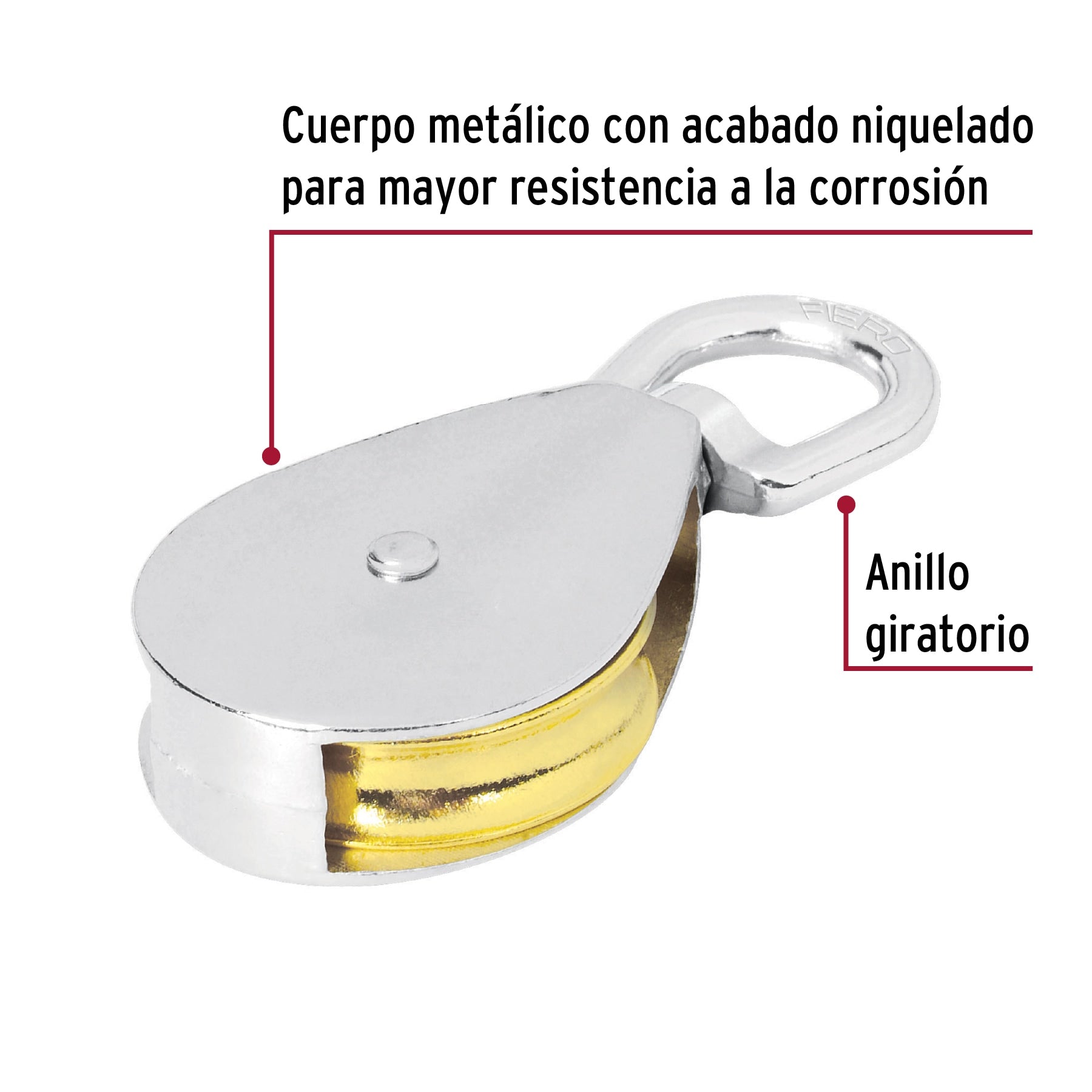 Garrucha metálica para noria de 2", Fiero
