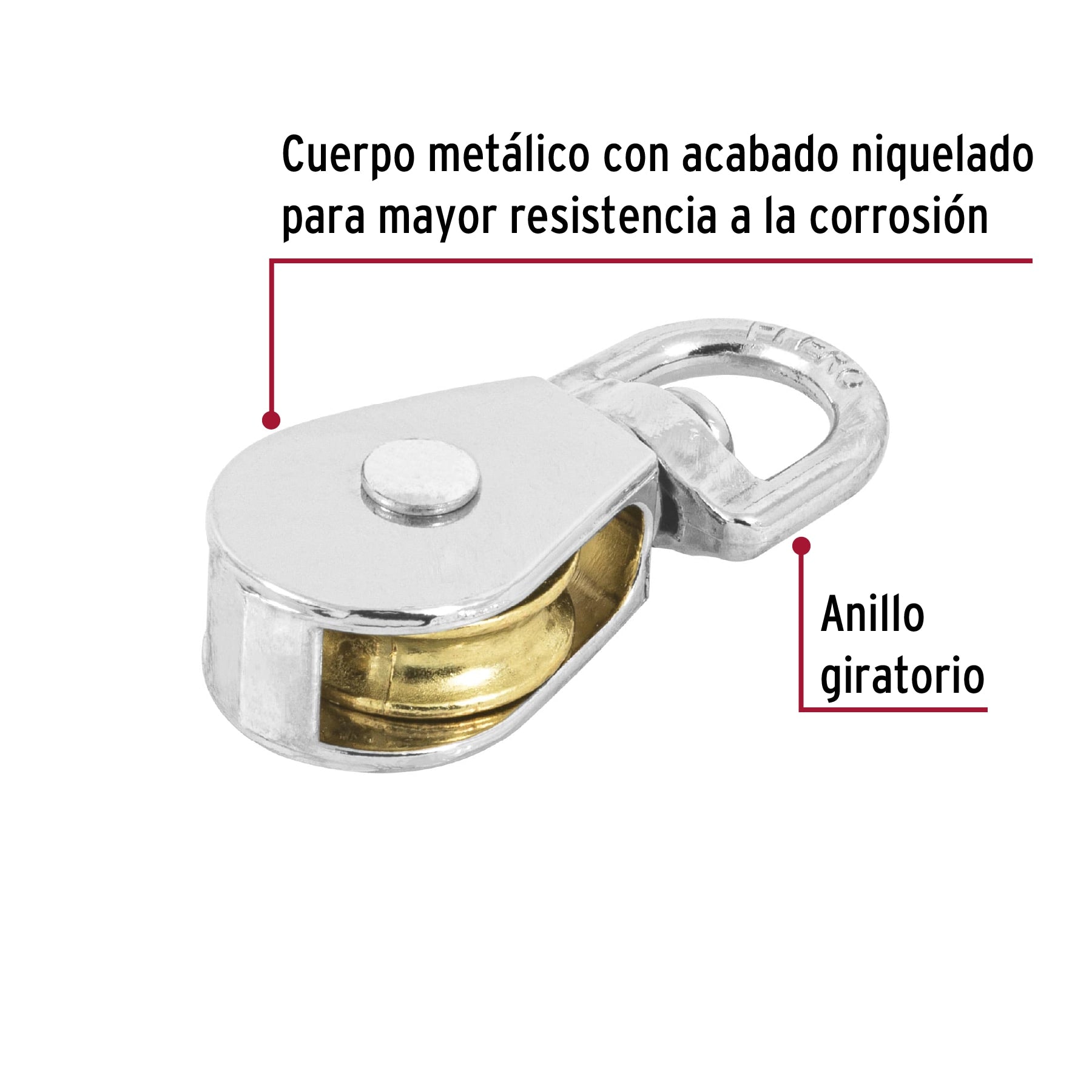 Garrucha metálica para noria de 3/4", Fiero