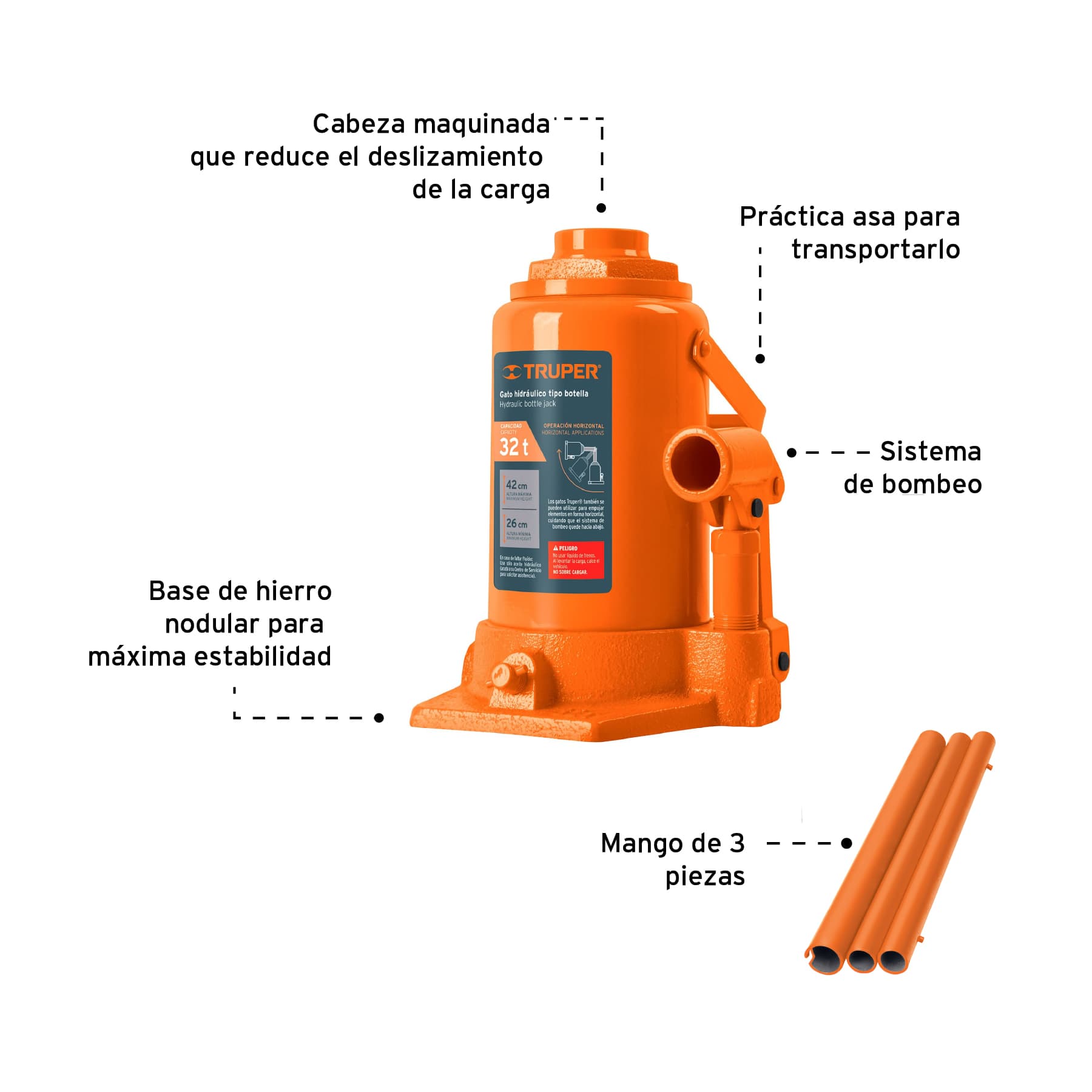 Gato hidráulico de botella de 32 Ton, Truper