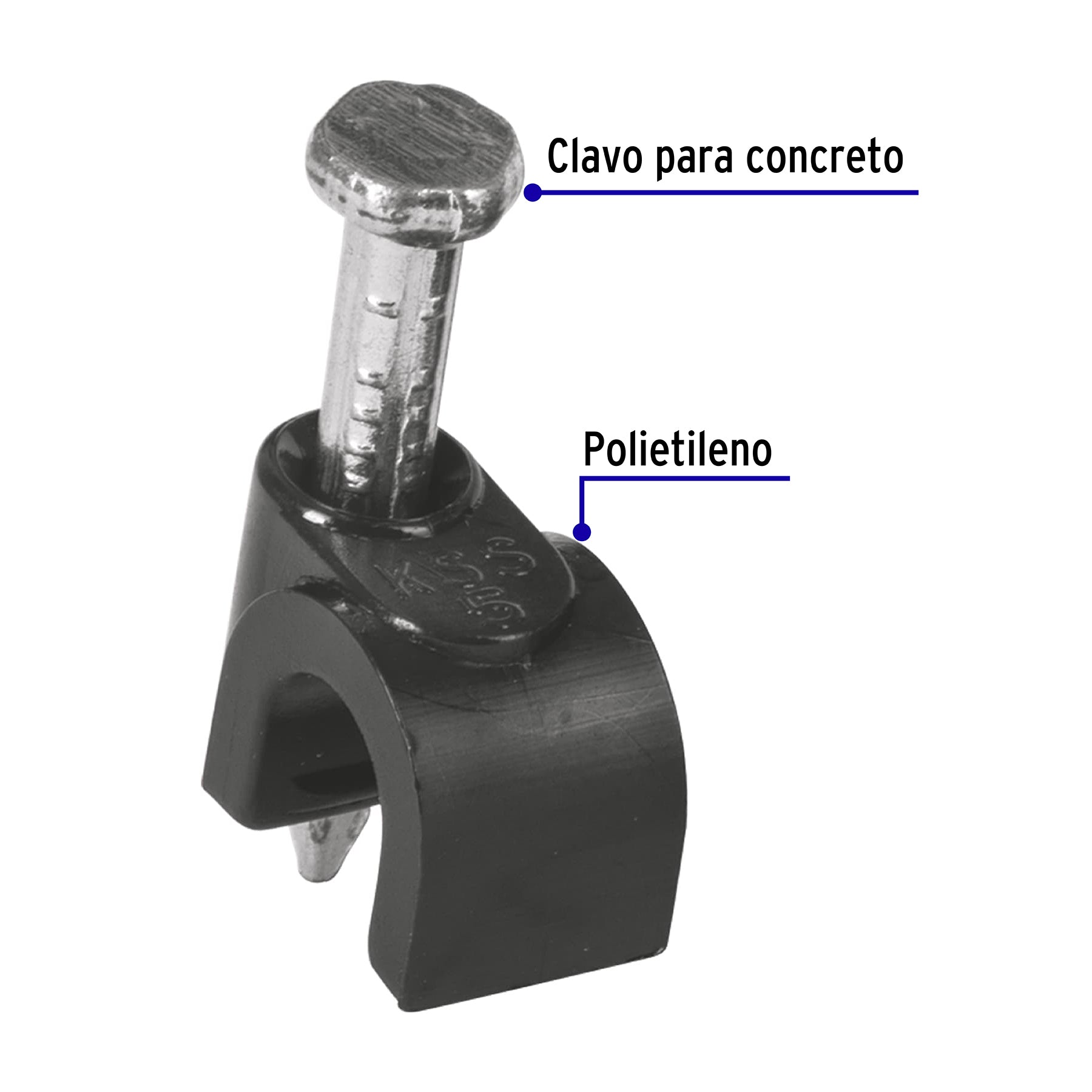 Bolsa con 20 grapas negras de 5 mm para cable redondo