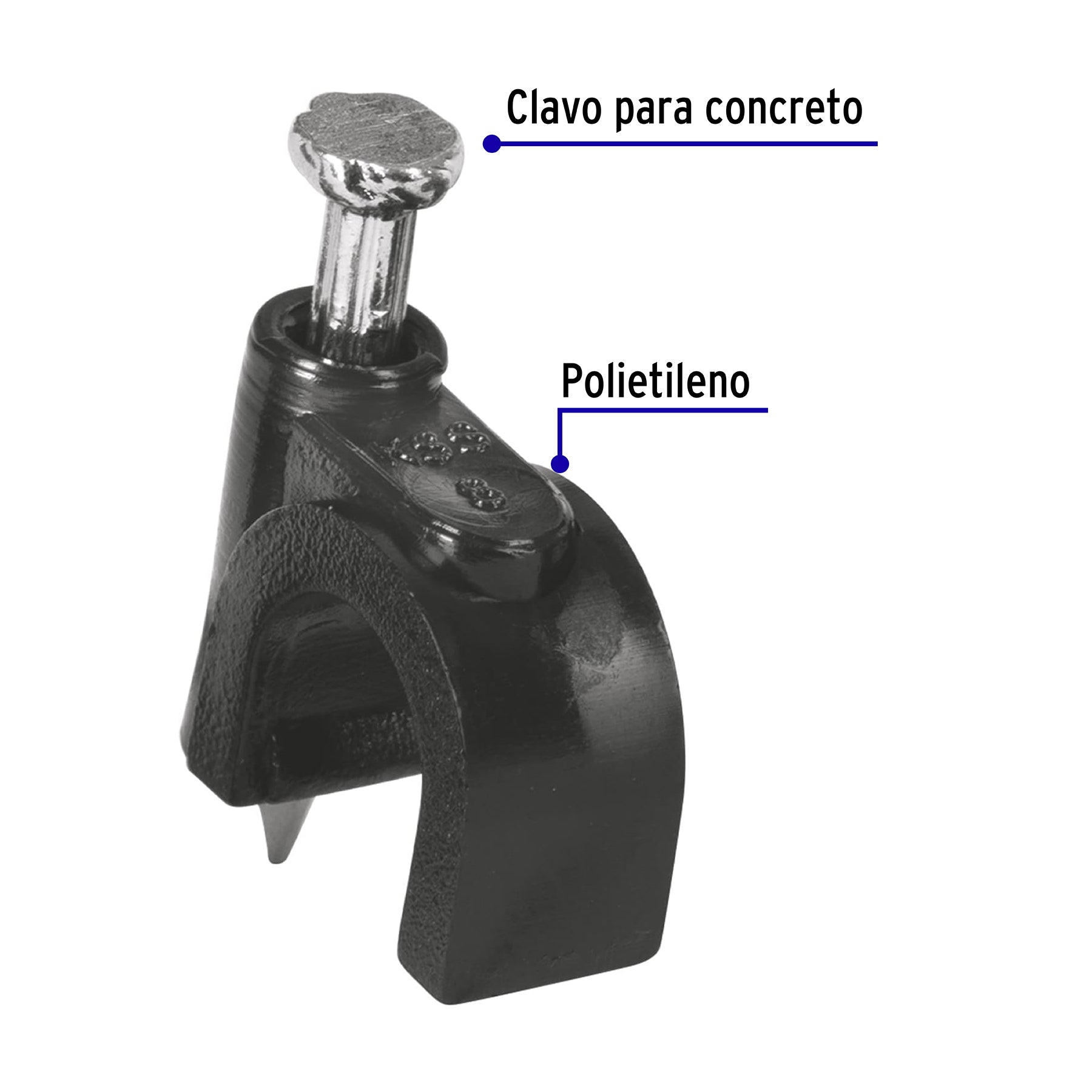 Bolsa con 20 grapas negras de 8 mm para cable redondo