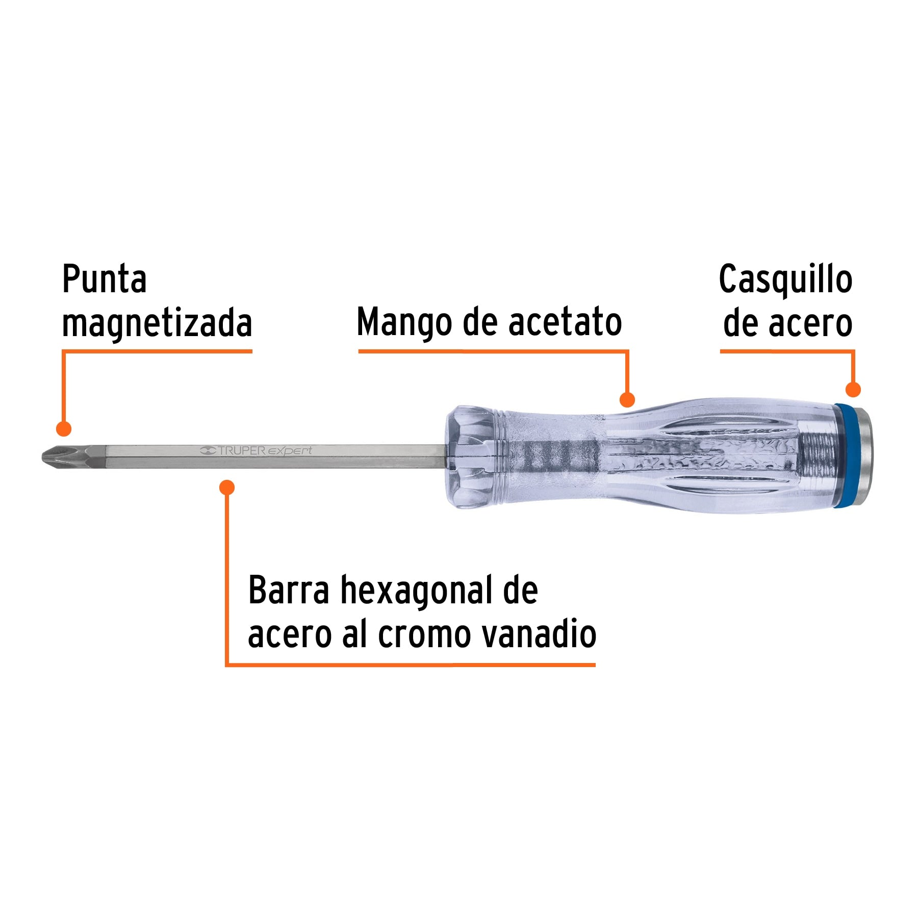 Desarmador de cruz de golpe 1/4" x 4", Truper Expert