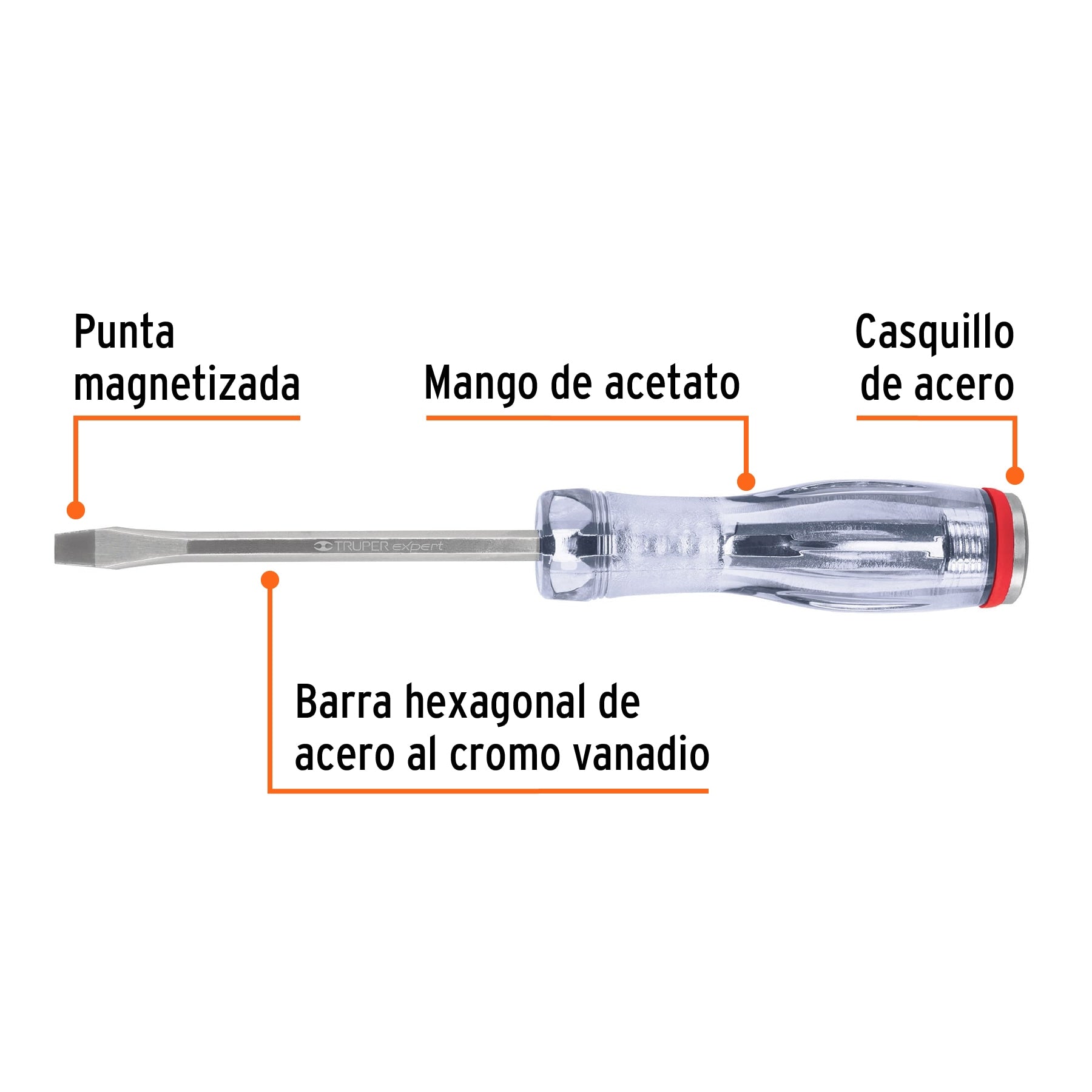 Desarmador plano de golpe 1/4" x 4", Truper Expert