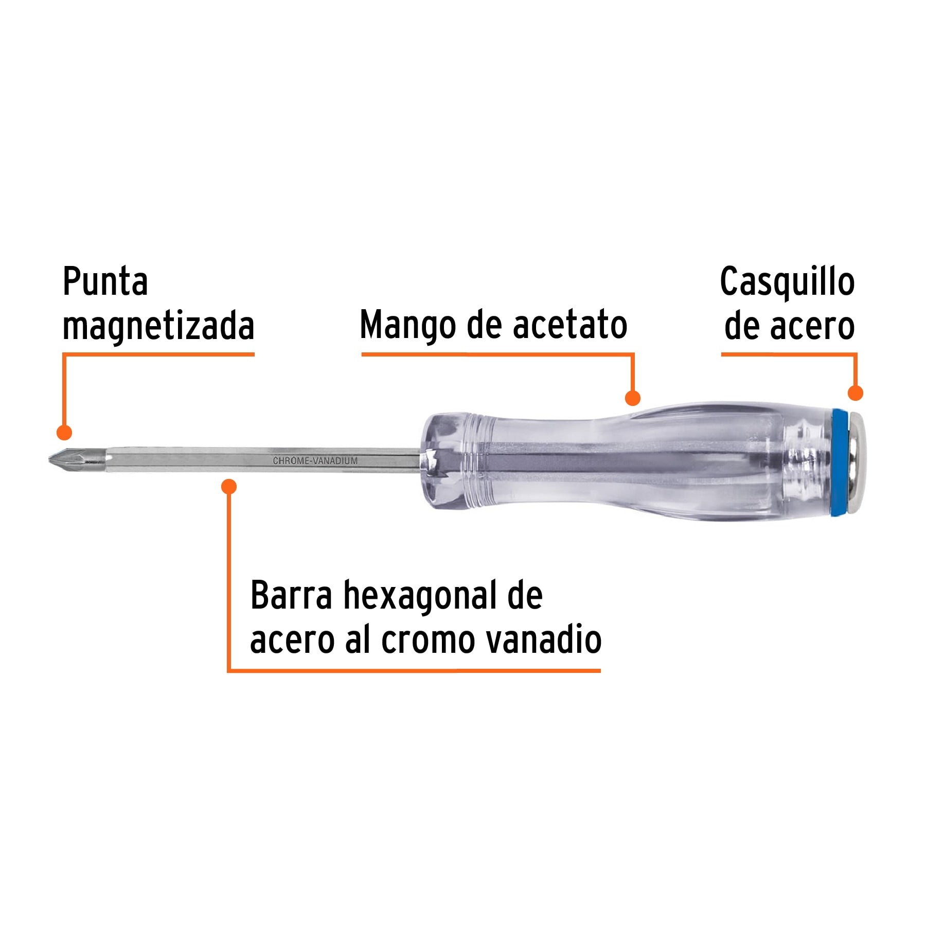 Desarmador de cruz de golpe 3/16" x 3", Truper Expert