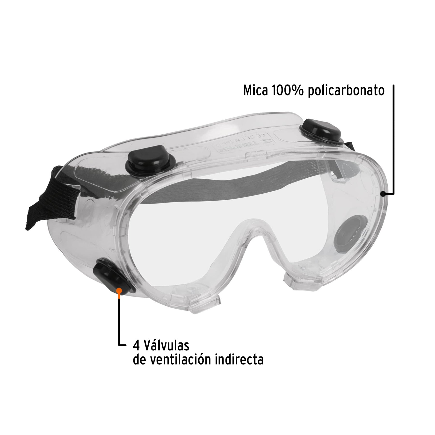 Goggles de seguridad con válvulas de ventilación indirecta