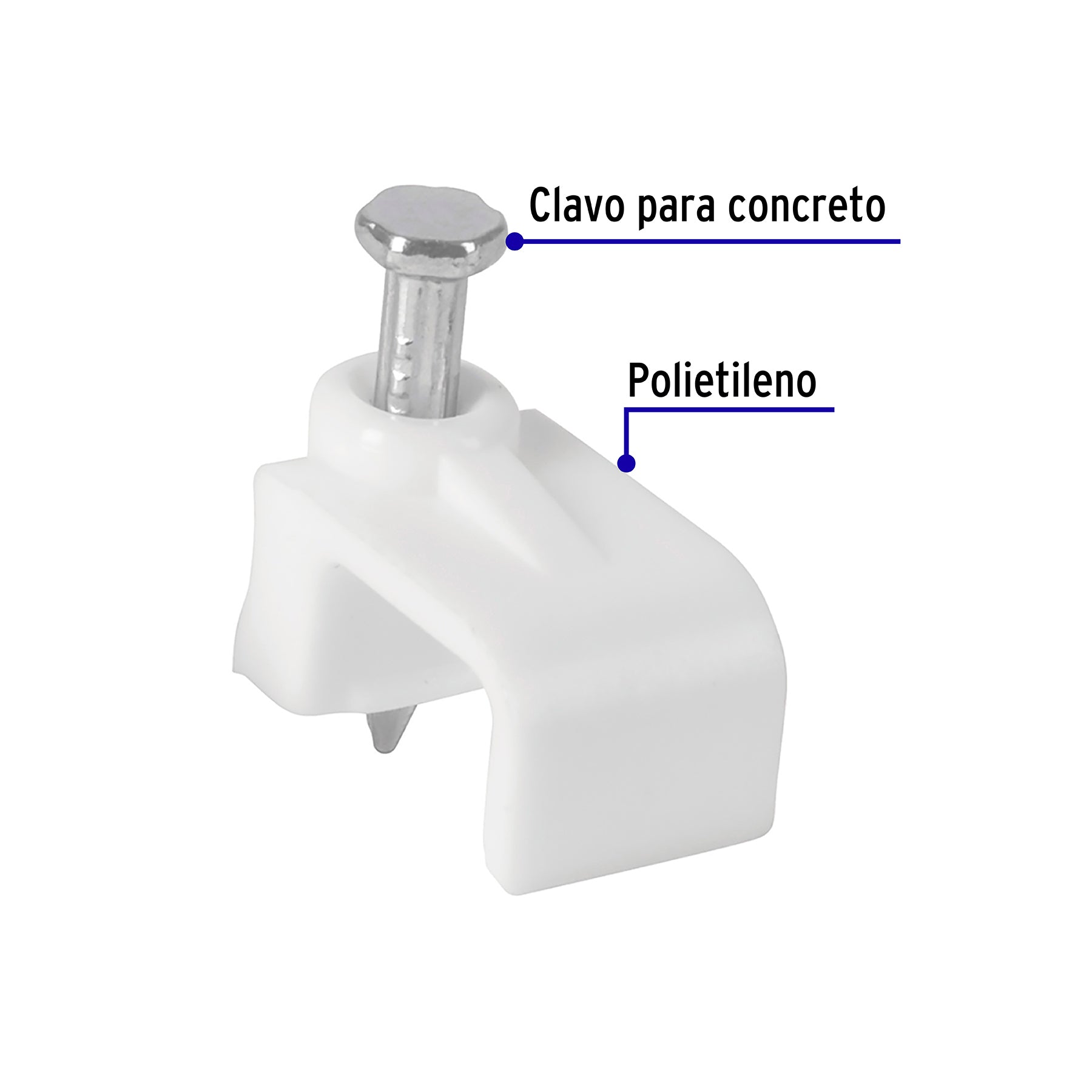 Bolsa con 500 grapas blancas de 6 x 9.5 mm para cable plano
