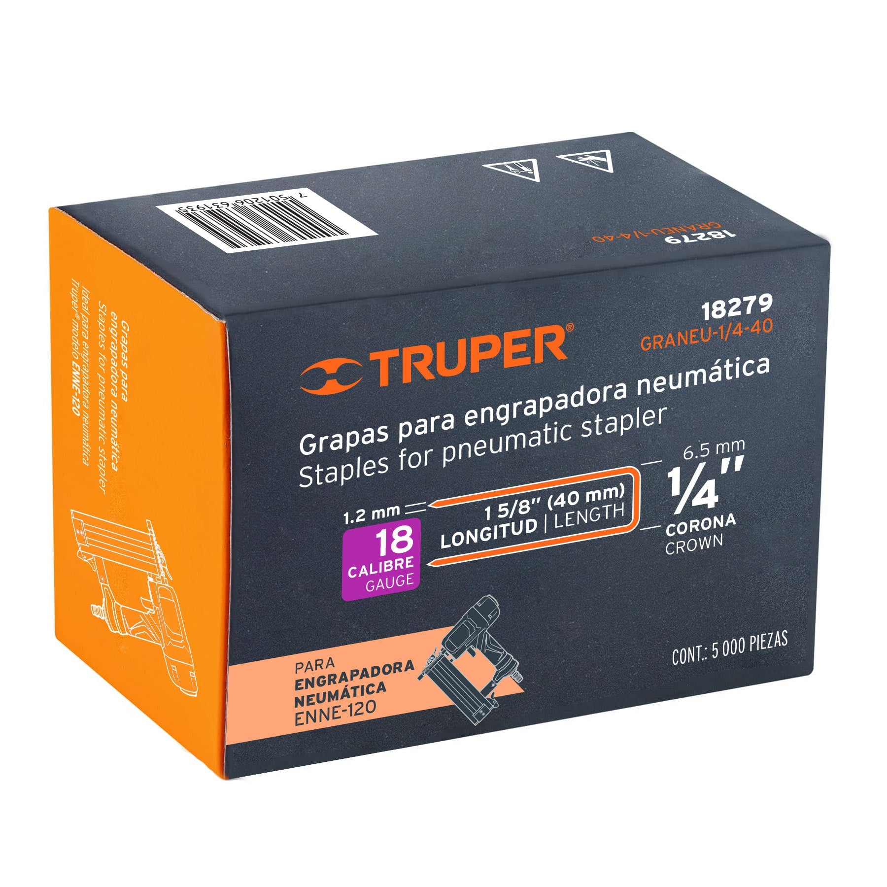 Caja con 5000 grapas corona 1/4" calibre 18, 40mm para ENNE-120