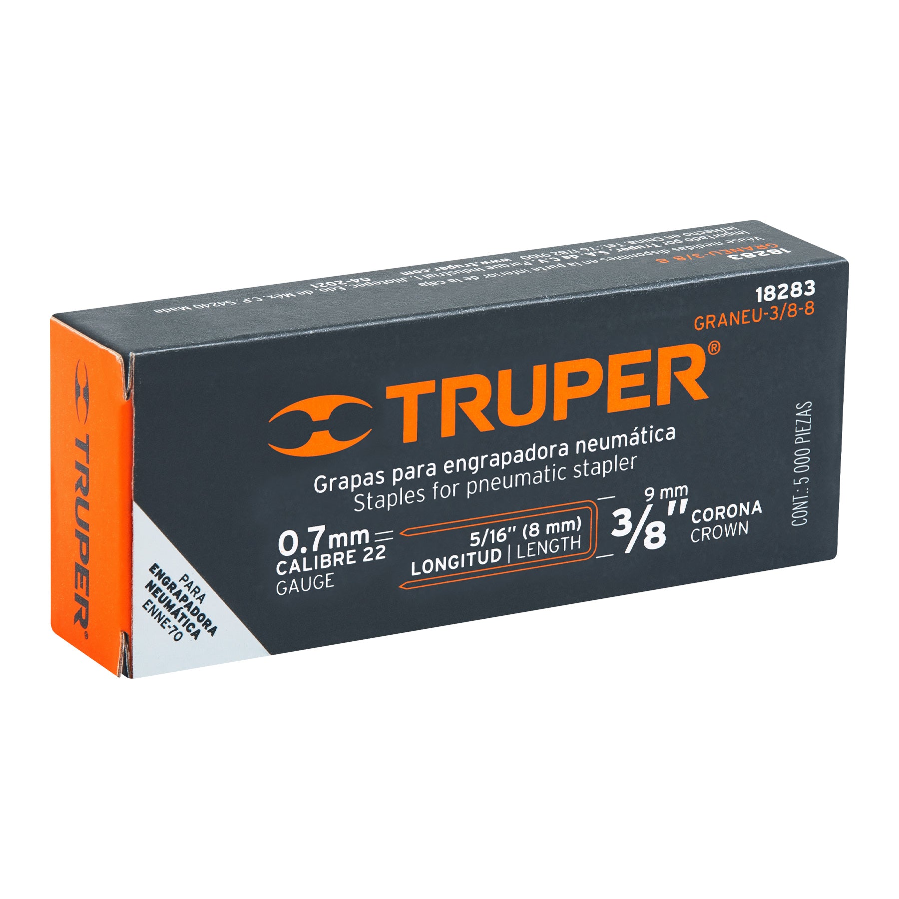 Caja con 5000 grapas corona 3/8" calibre 22, 8mm para ENNE-70