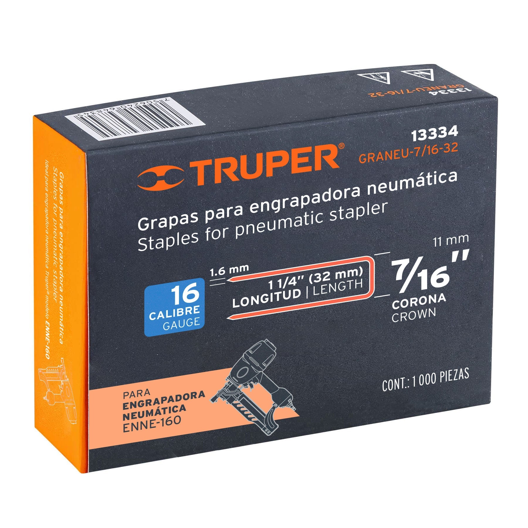 Caja con 1000 grapas corona 7/16" cal. 16, 32mm para ENNE-160