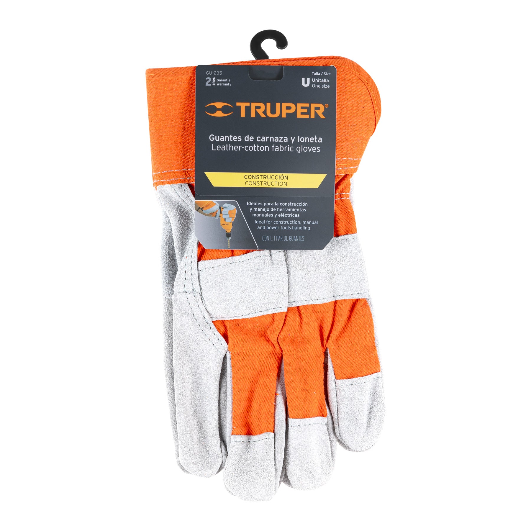 Guantes de carnaza y loneta, unitalla, Truper