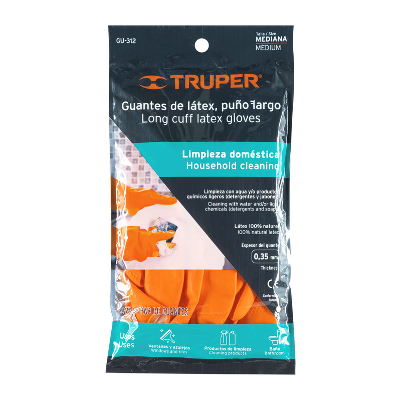 Guantes de látex para limpieza,  medianos,  Truper