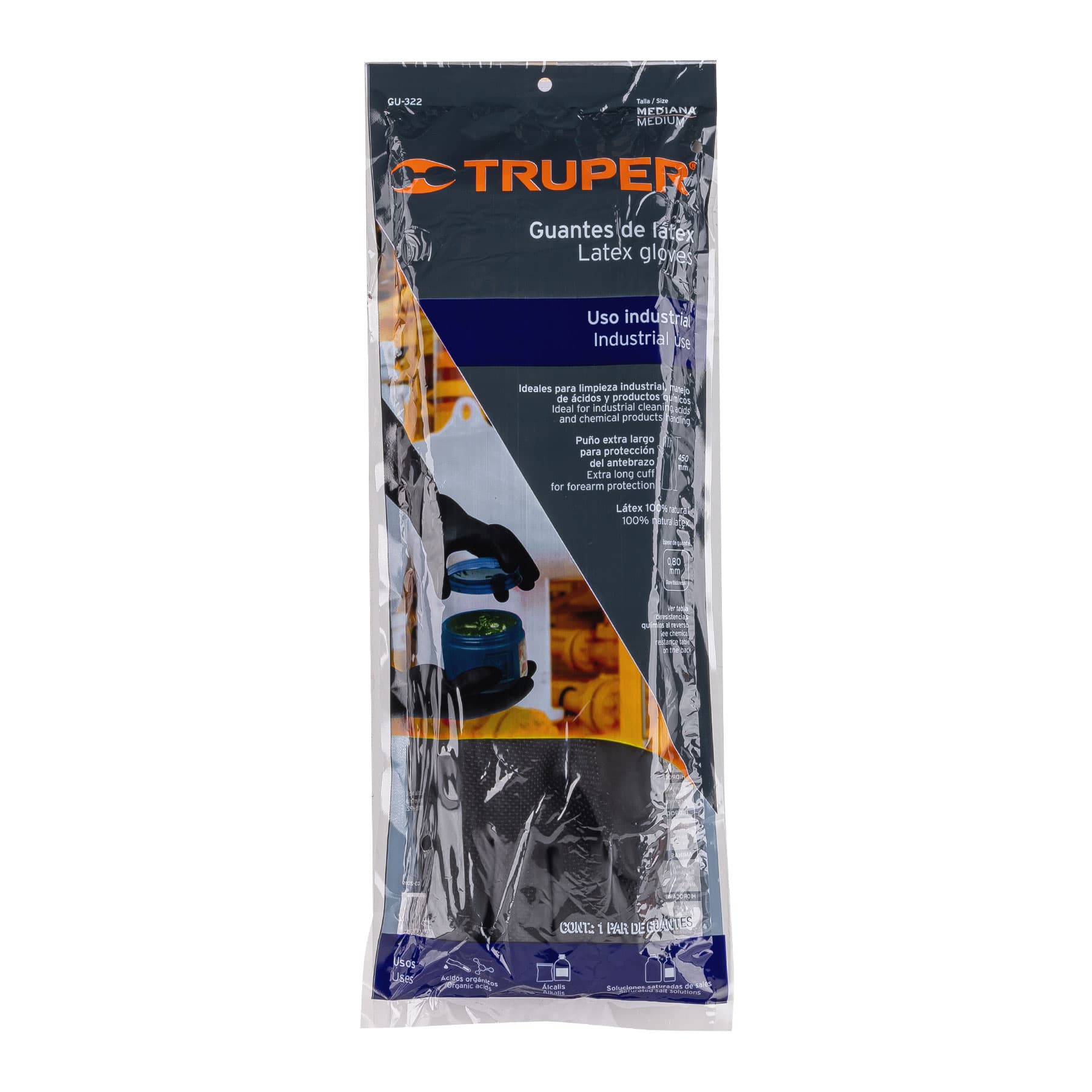 Guantes de látex industriales, M, Truper