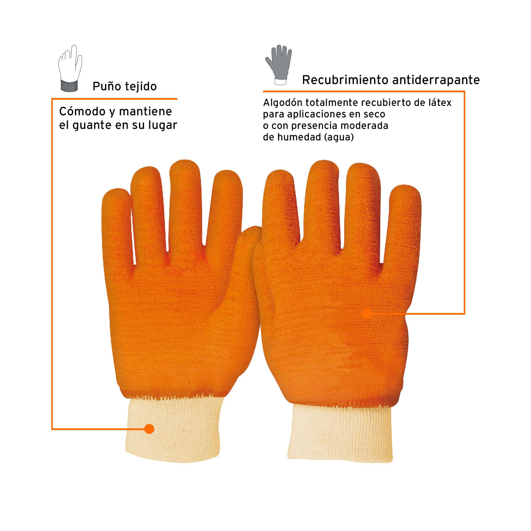 Guantes de algodón recubiertos de latex, unitalla, Truper