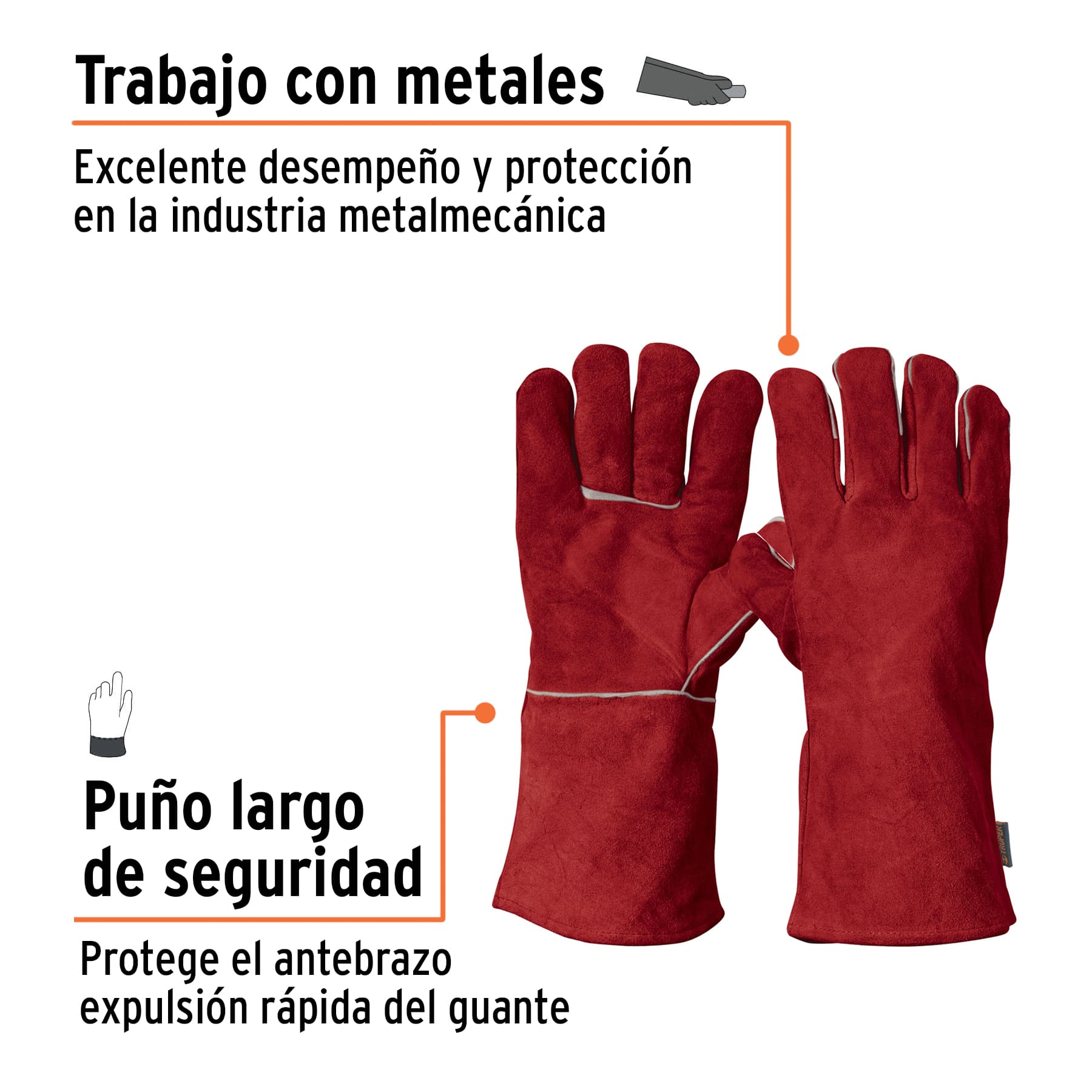 Guantes para soldador, rojos, Truper