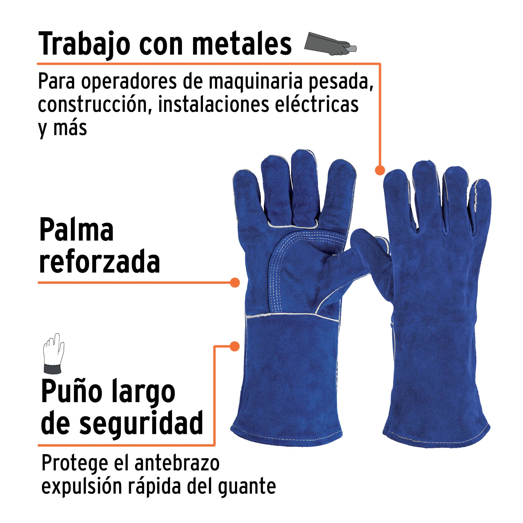 Guantes para soldador, reforzados, azules, Truper