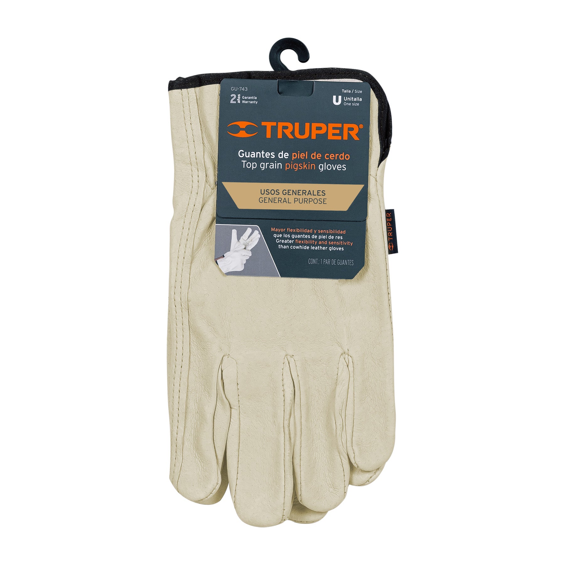 Guantes de piel de cerdo, tipo operador, Truper