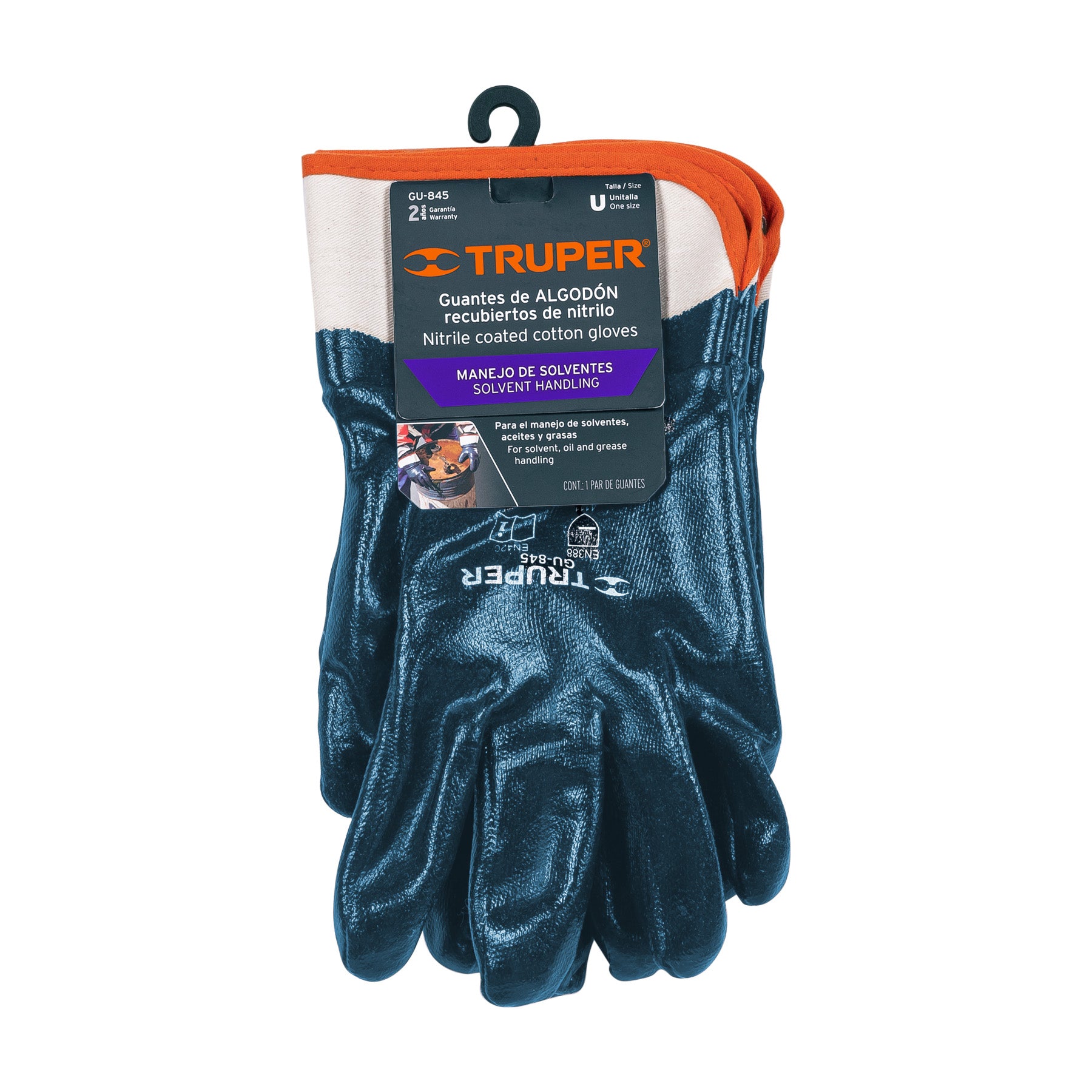 Guantes de algodón recubiertos de nitrilo, puño de seguridad