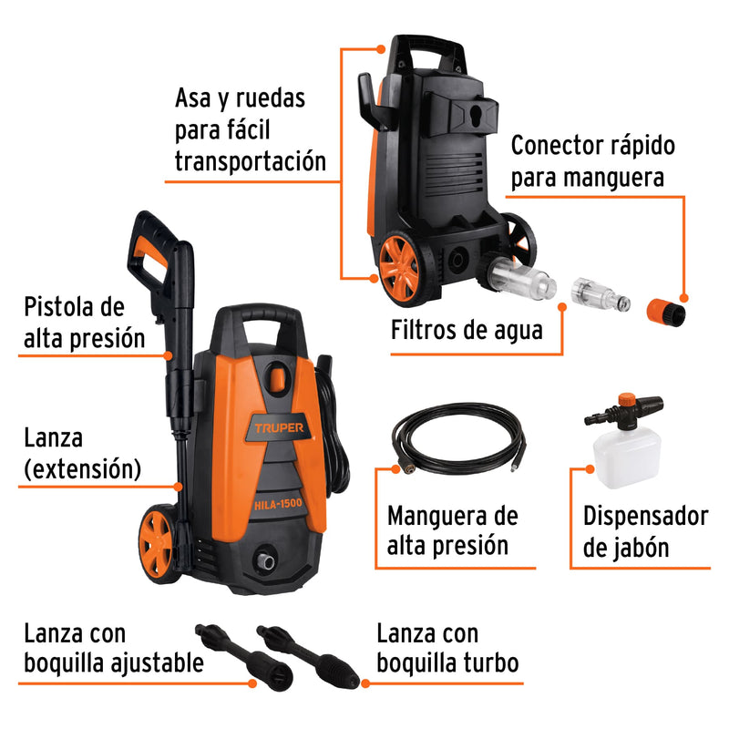 Hidrolavadora eléctrica 1500 PSI,  Truper