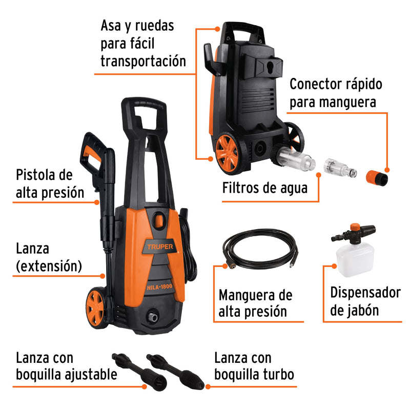 Hidrolavadora eléctrica 1800 PSI,  Truper