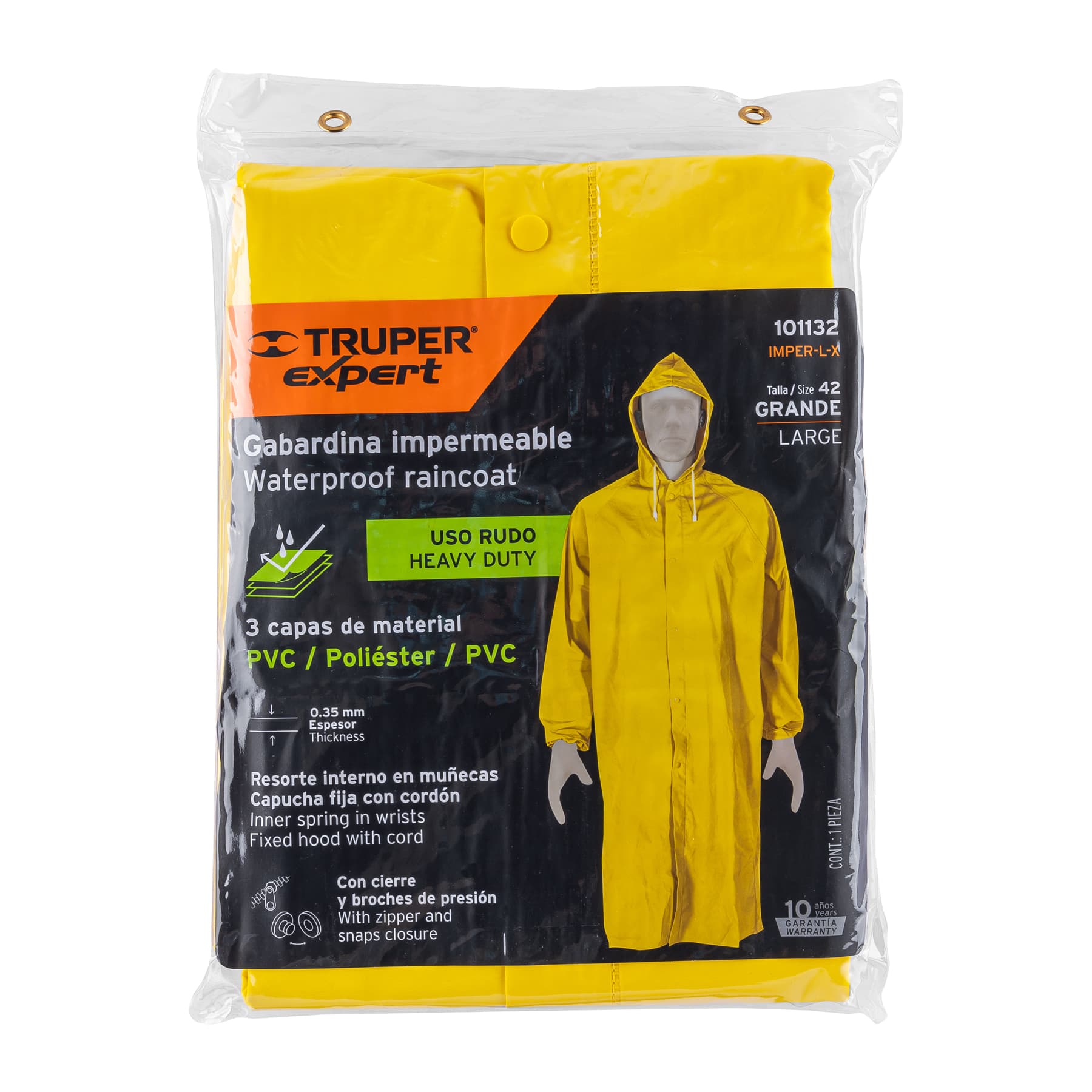 Gabardina impermeable triple capa, talla G, Truper Expert