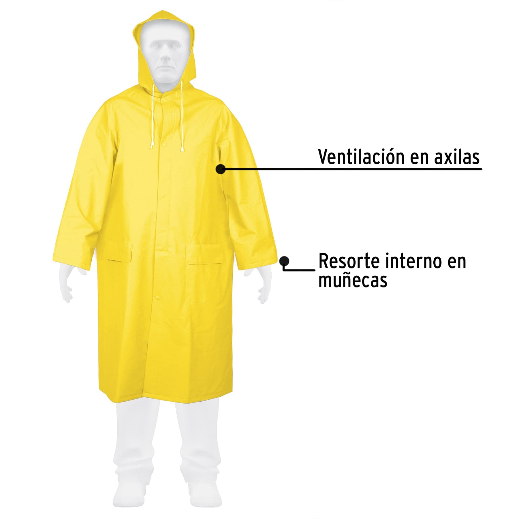 Gabardina impermeable doble capa, talla M, Truper