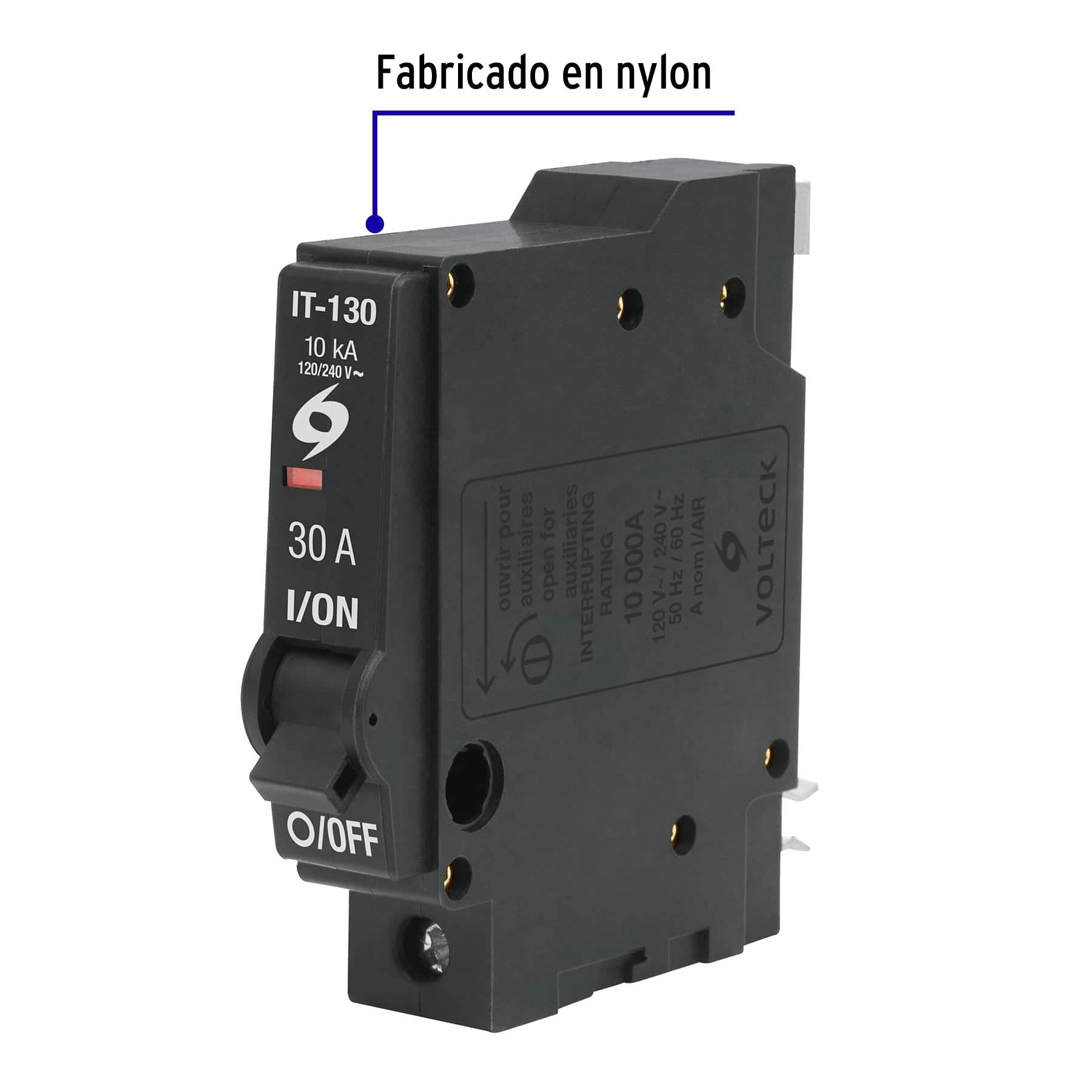 Interruptor de 1 polo 30A, enchufable, VOLTECK