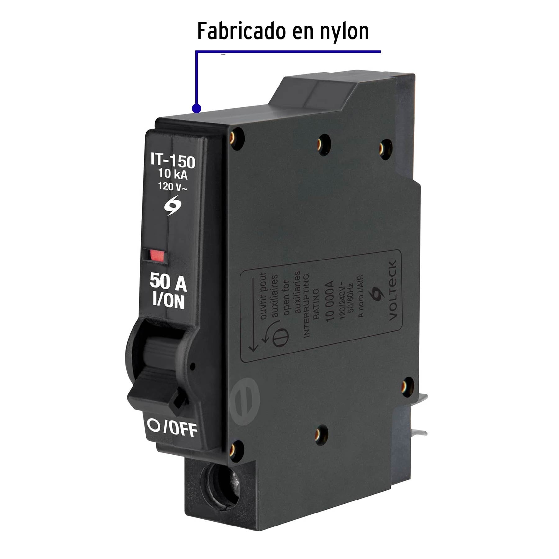 Interruptor de 1 polo 50A, enchufable, VOLTECK