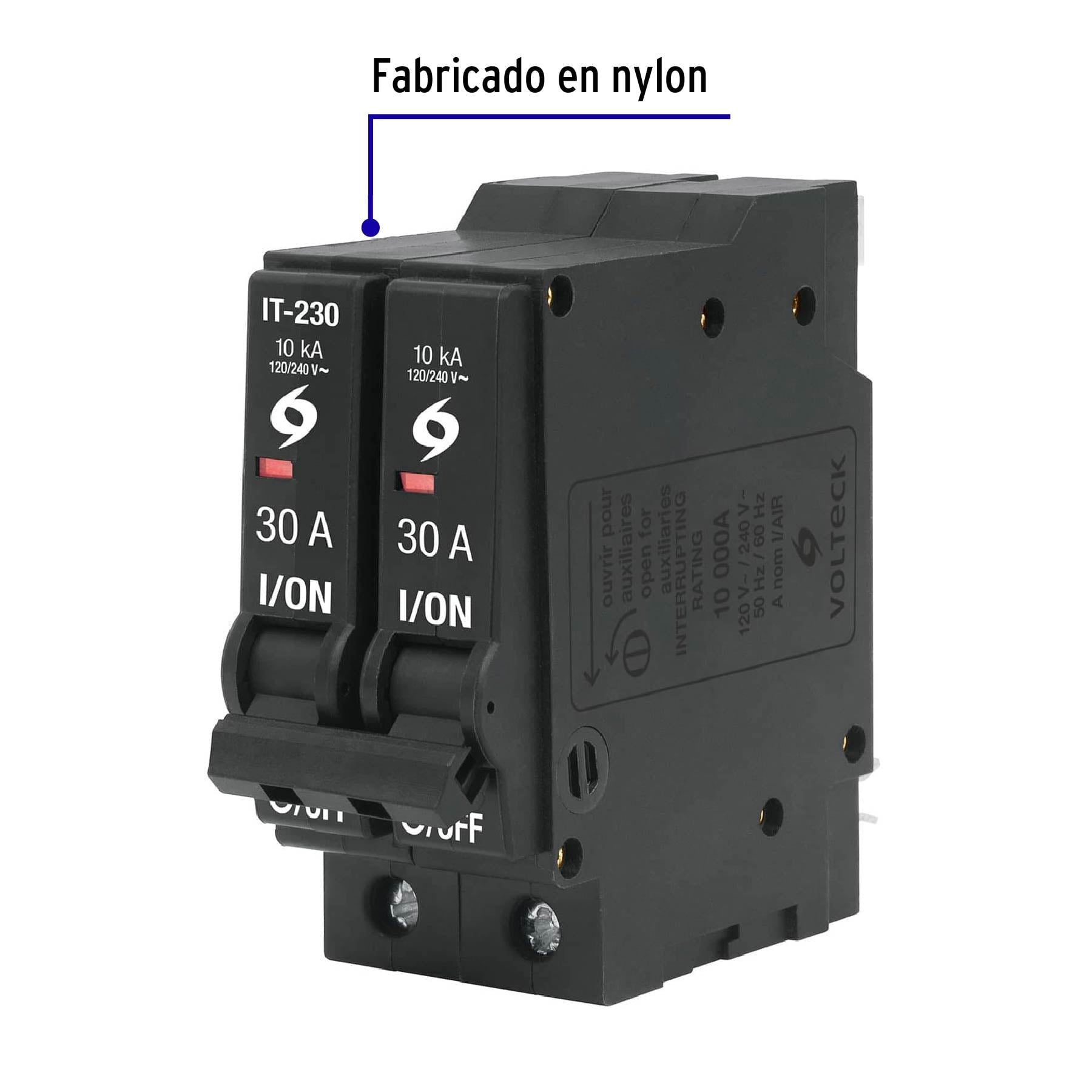 Interruptor de 2 polos 30A, enchufable, VOLTECK