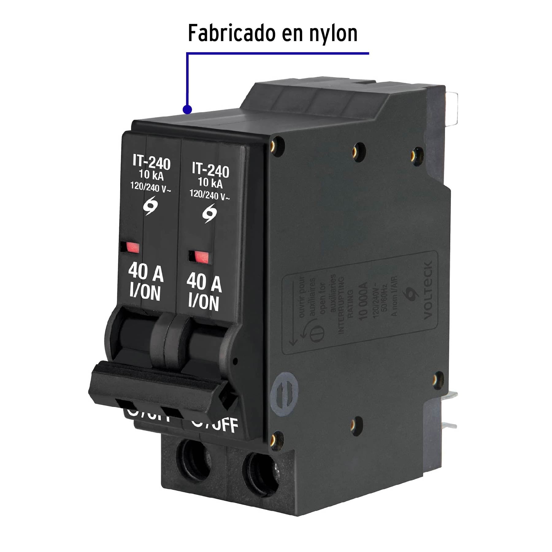 Interruptor de 2 polos 40A, enchufable, VOLTECK