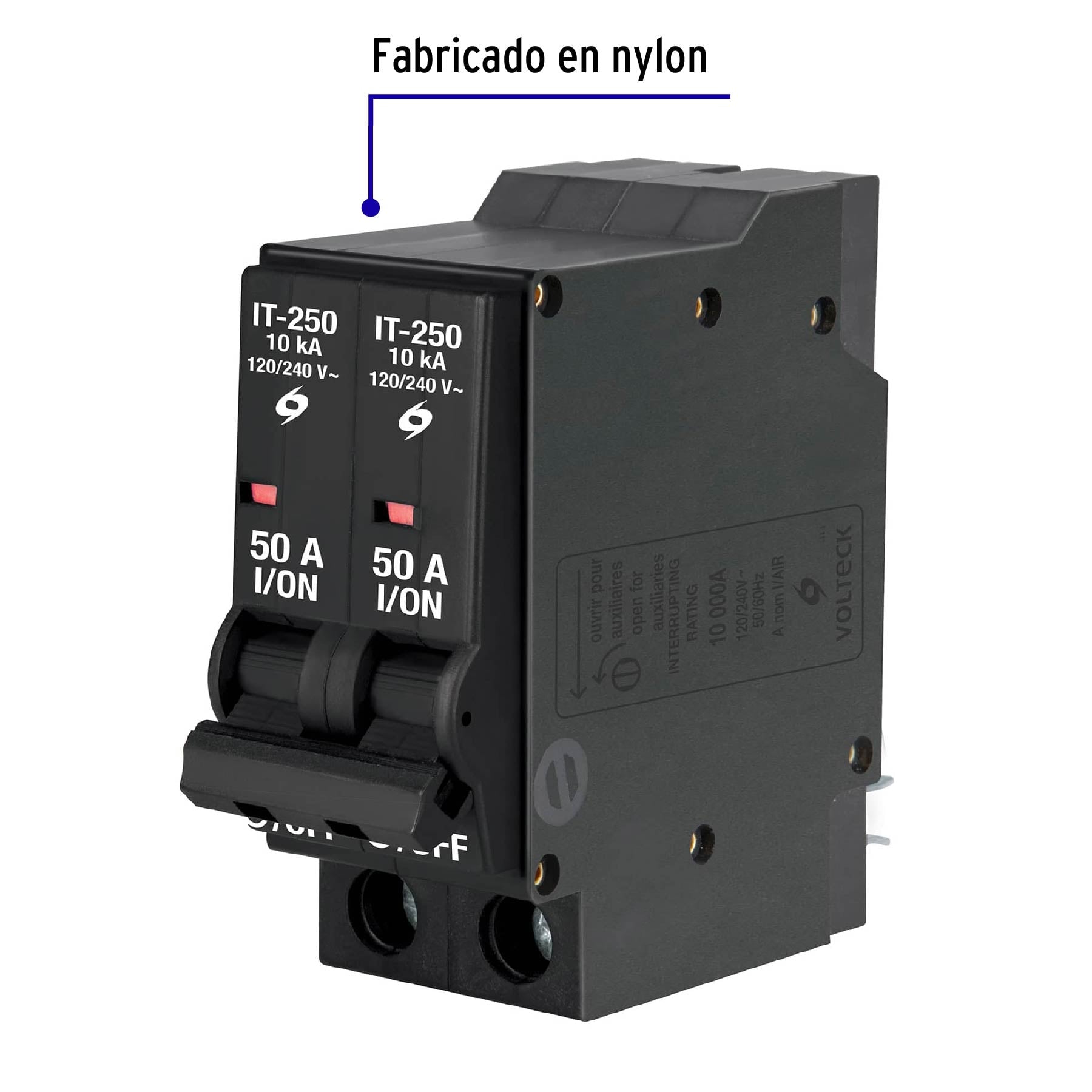Interruptor de 2 polos 50A, enchufable, VOLTECK