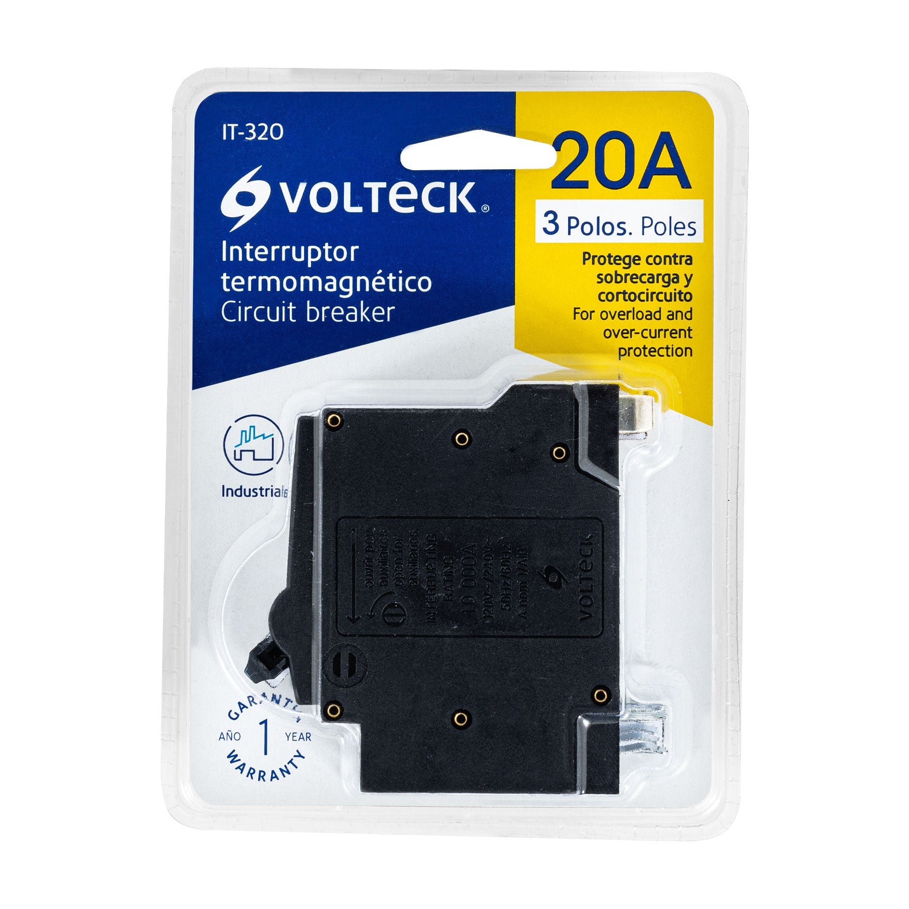 Interruptor de 3 polos 20A, enchufable, VOLTECK