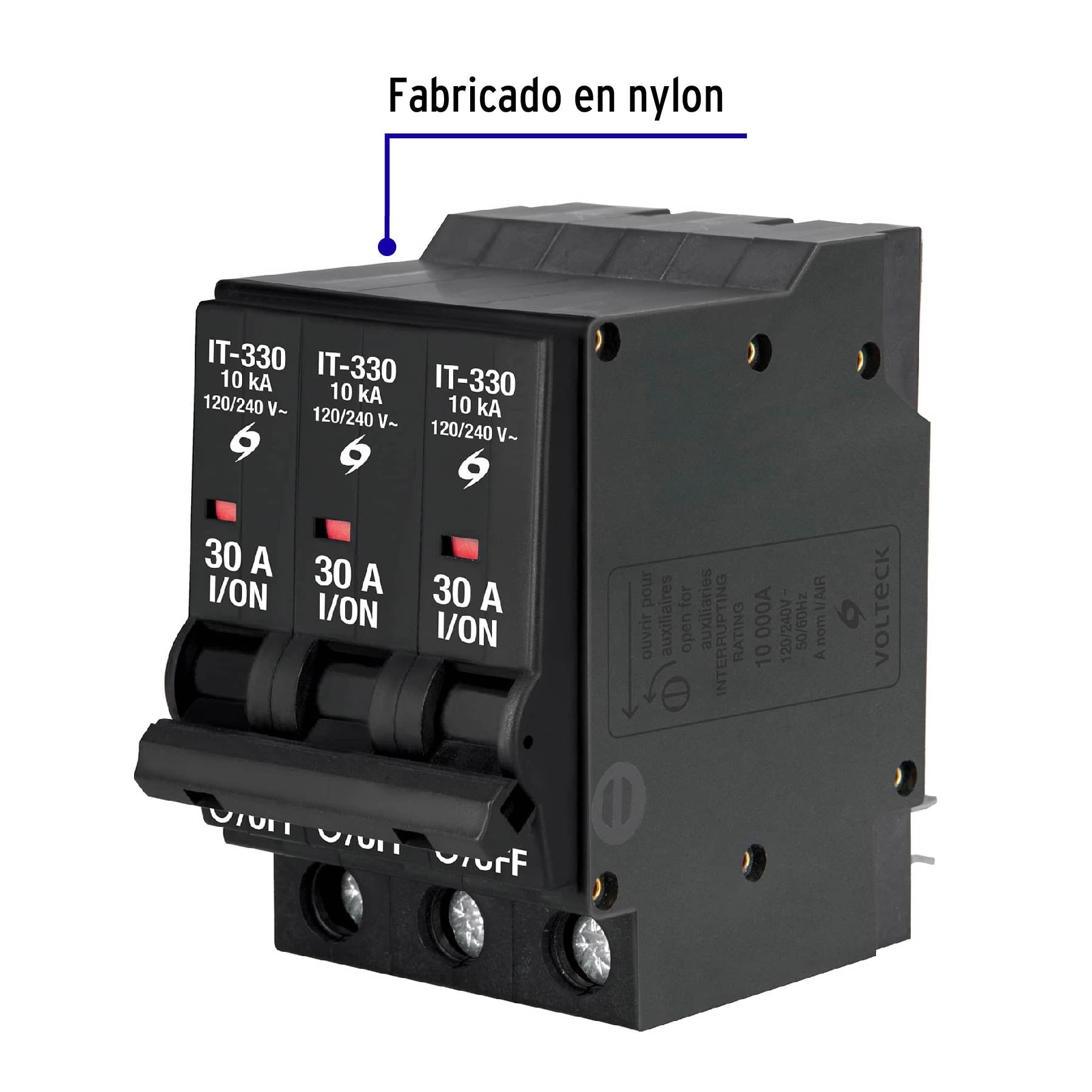 Interruptor de 3 polos 30A, enchufable, VOLTECK