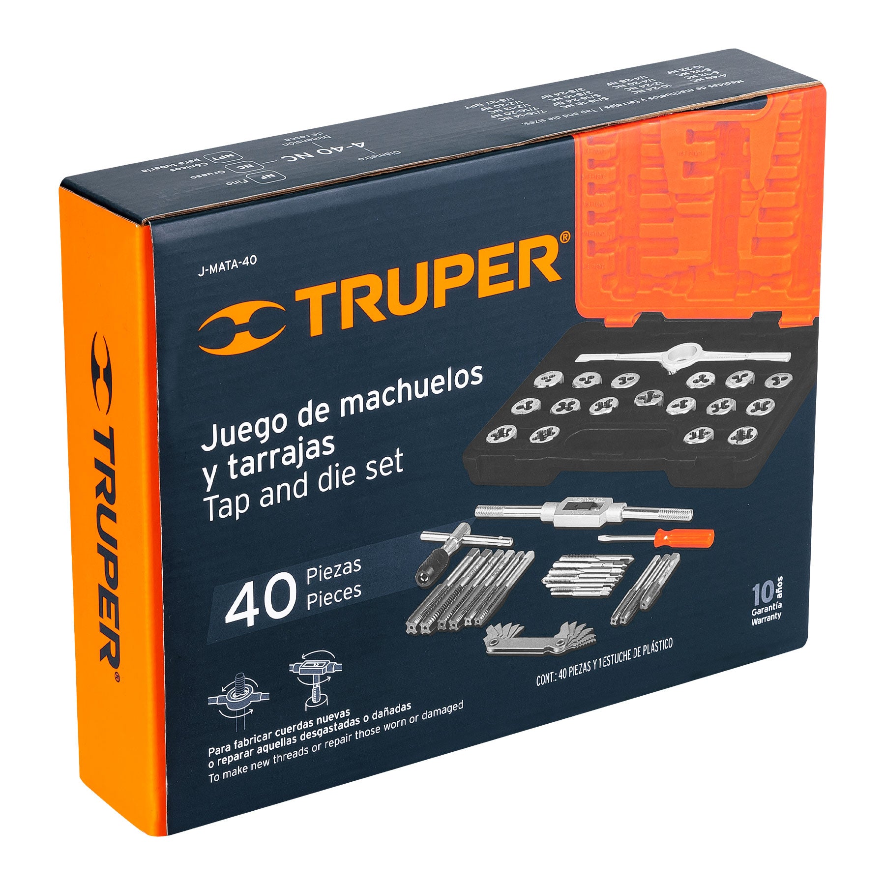 Juego de 40 piezas de machuelos y tarrajas, Truper