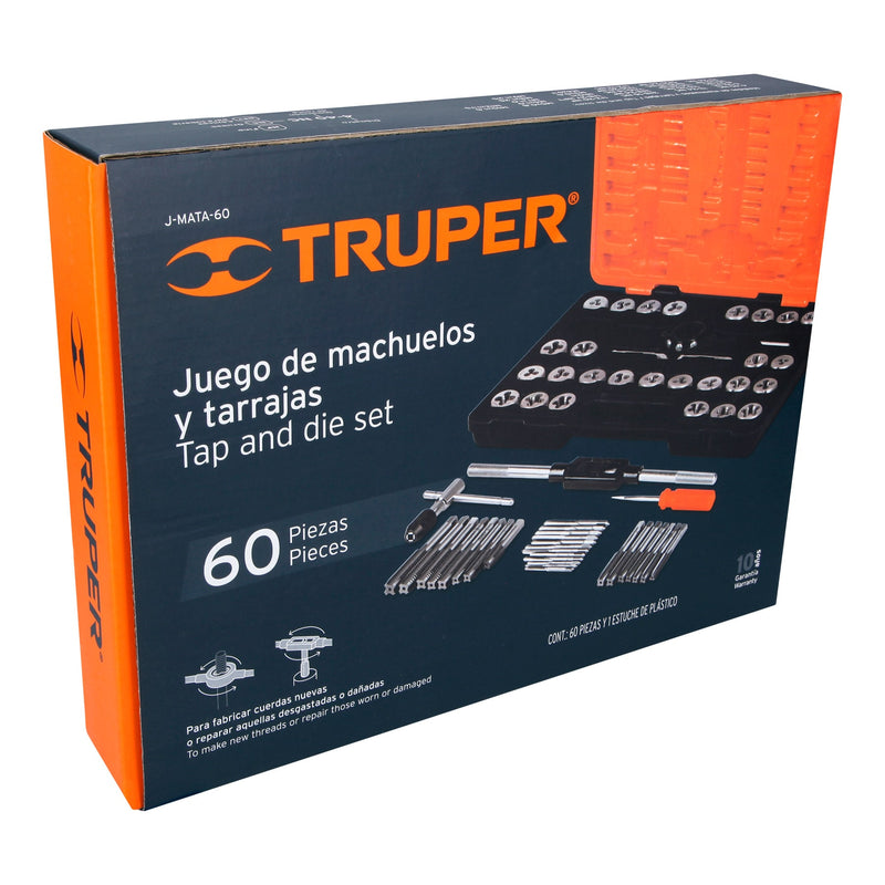 Juego de 60 piezas de machuelos y tarrajas,  Truper