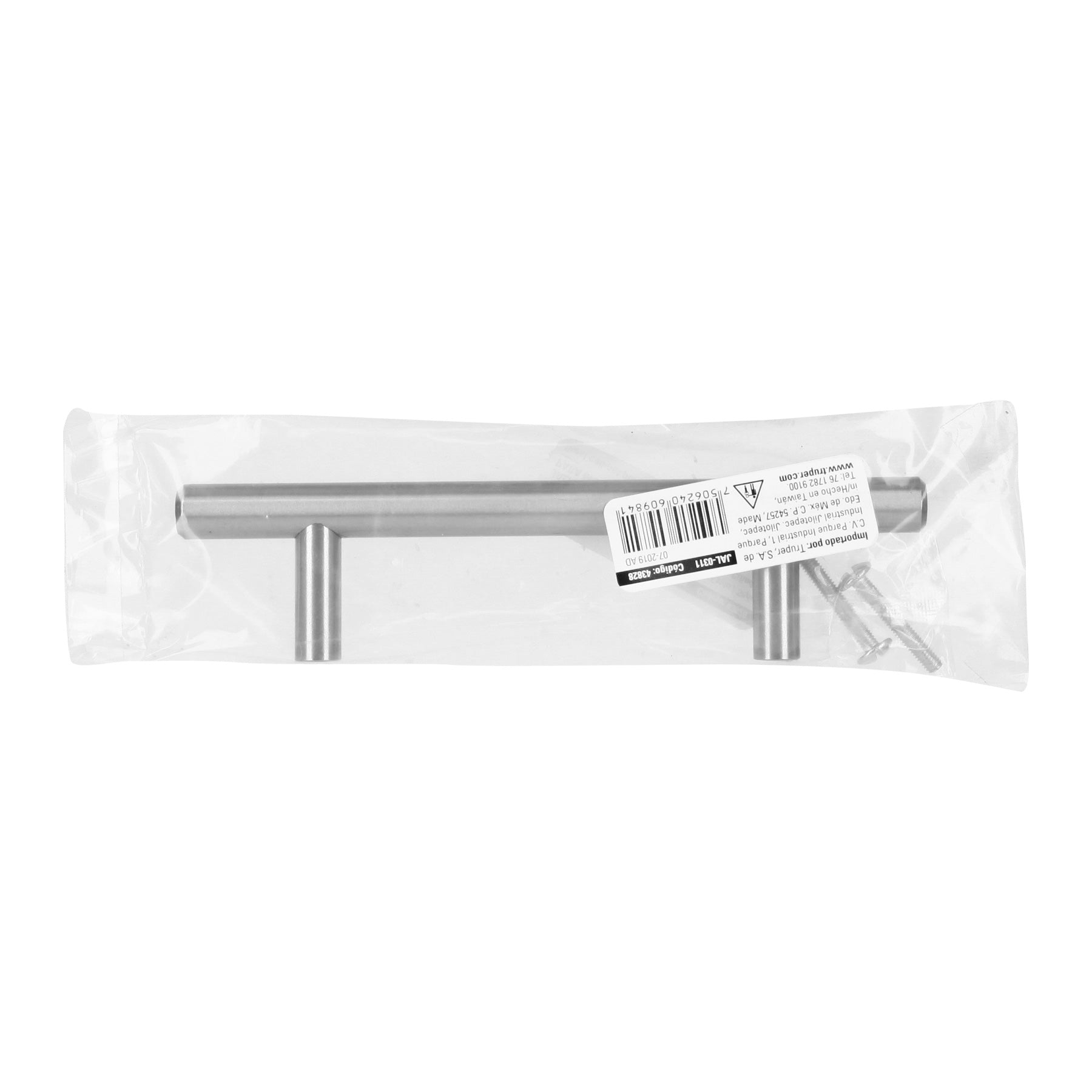 Jaladera de acero, 96mm, línea Cilindro, níquel, Hermex