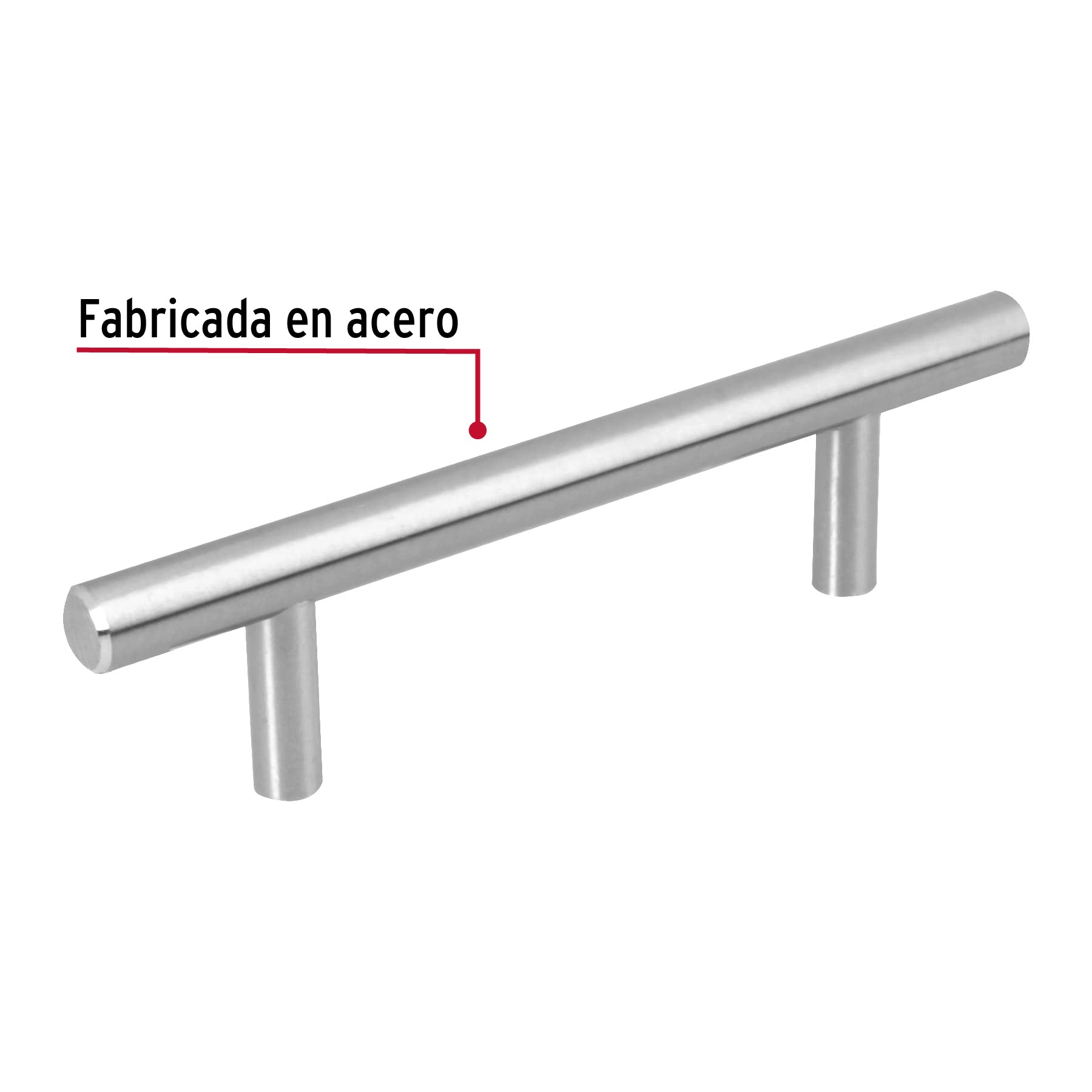 Jaladera de acero, 96mm, línea Cilindro, níquel, Hermex