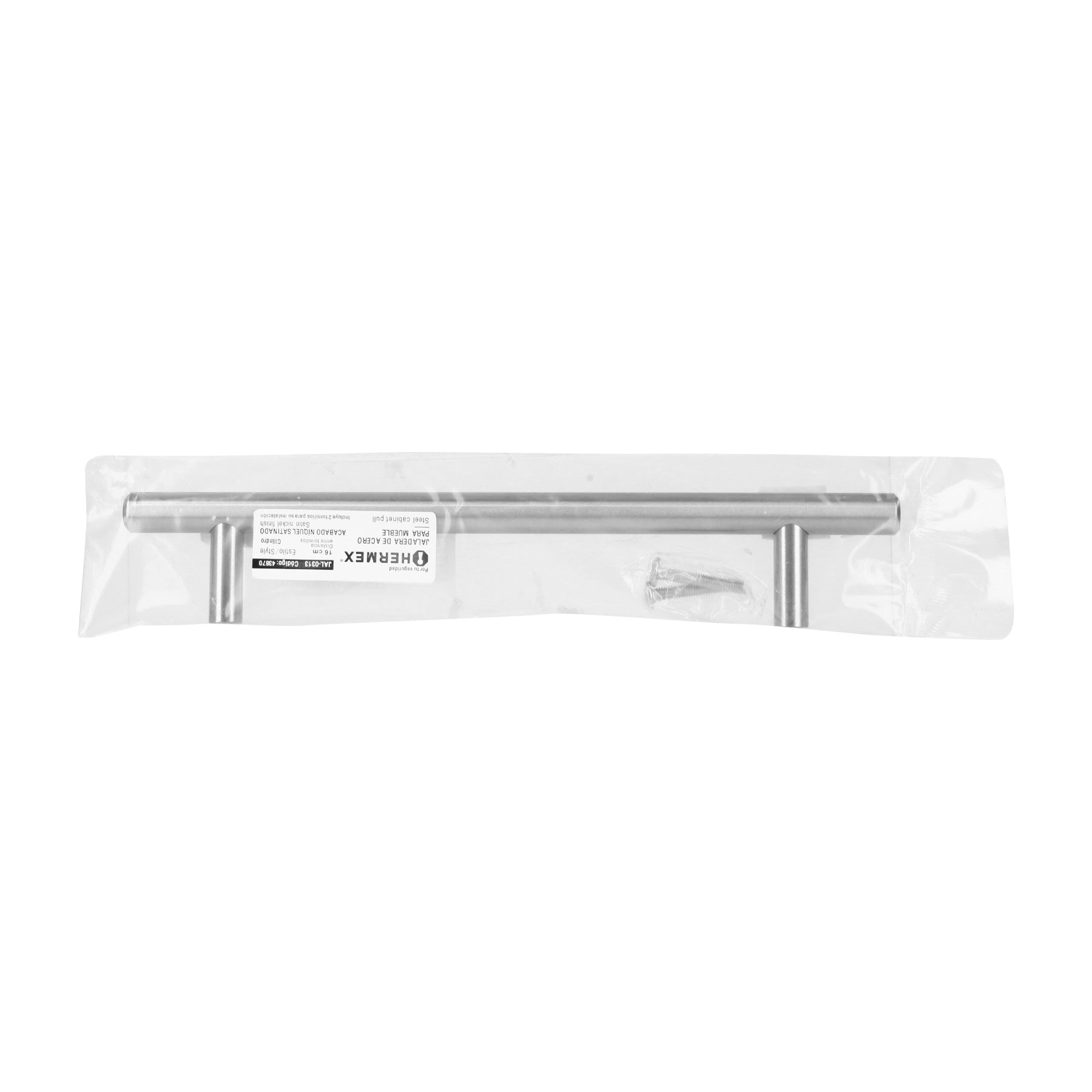 Jaladera de acero, 160mm, línea Cilindro, níquel, Hermex