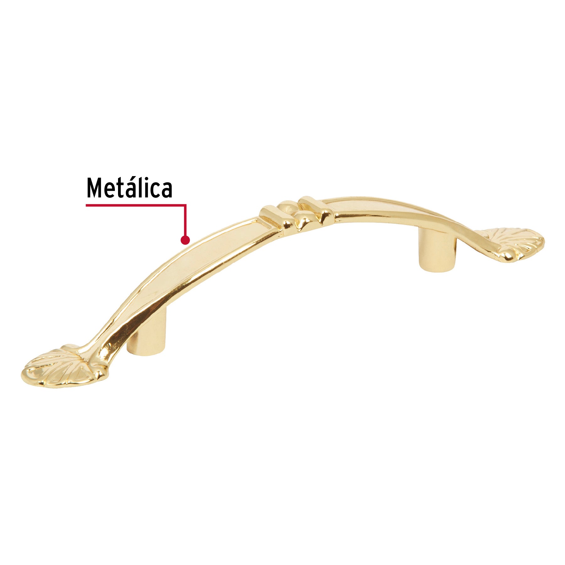 Jaladera metálica de 76 mm estilo "Barroco", latón brillante