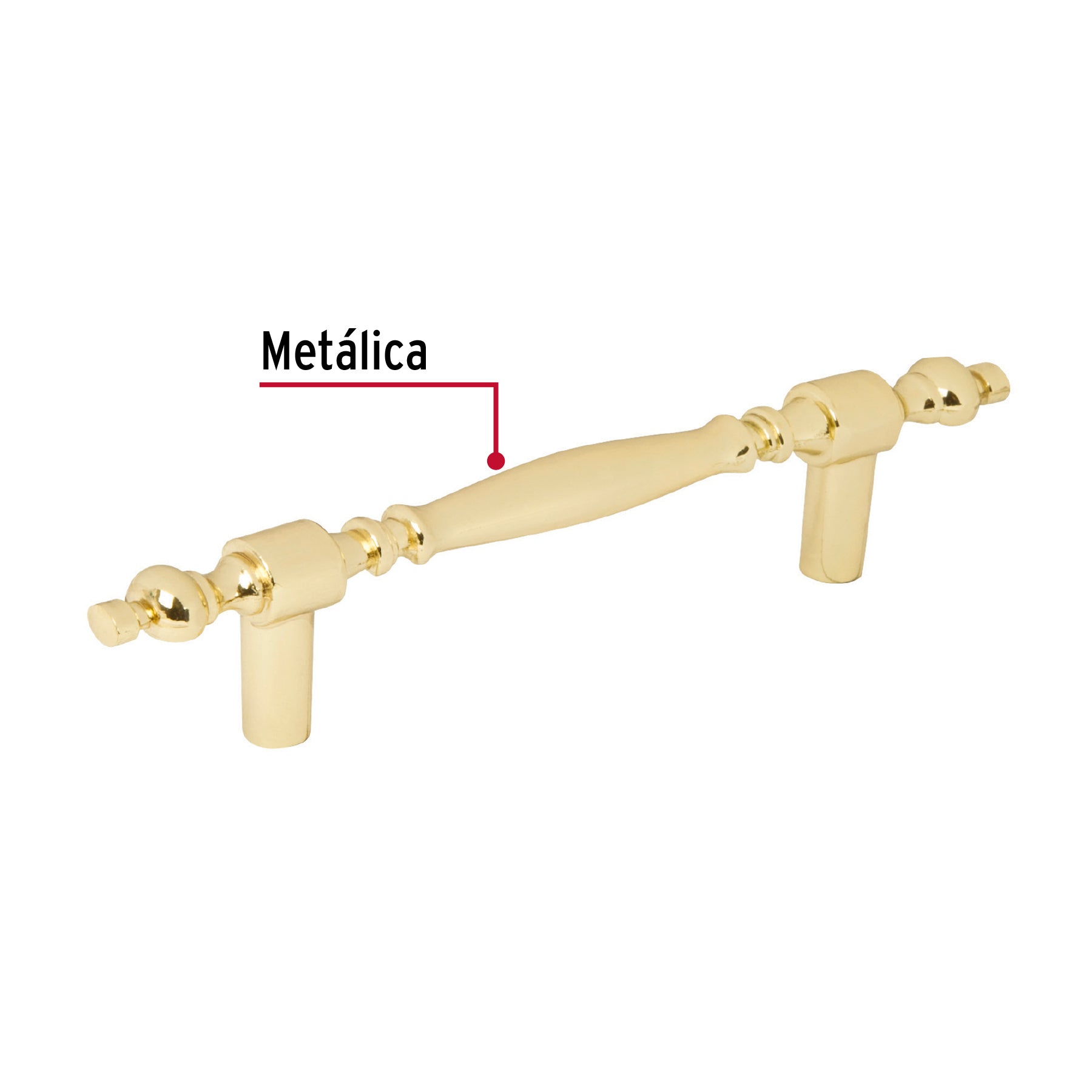 Jaladera metálica de 76mm estilo "Colonial", latón brillante