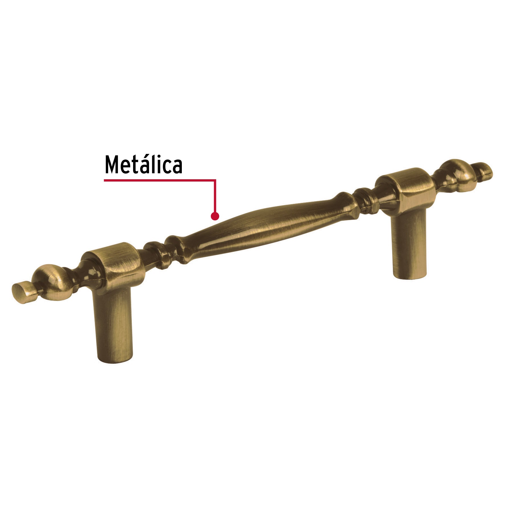 Jaladera metálica de 76 mm estilo "Colonial", latón antiguo
