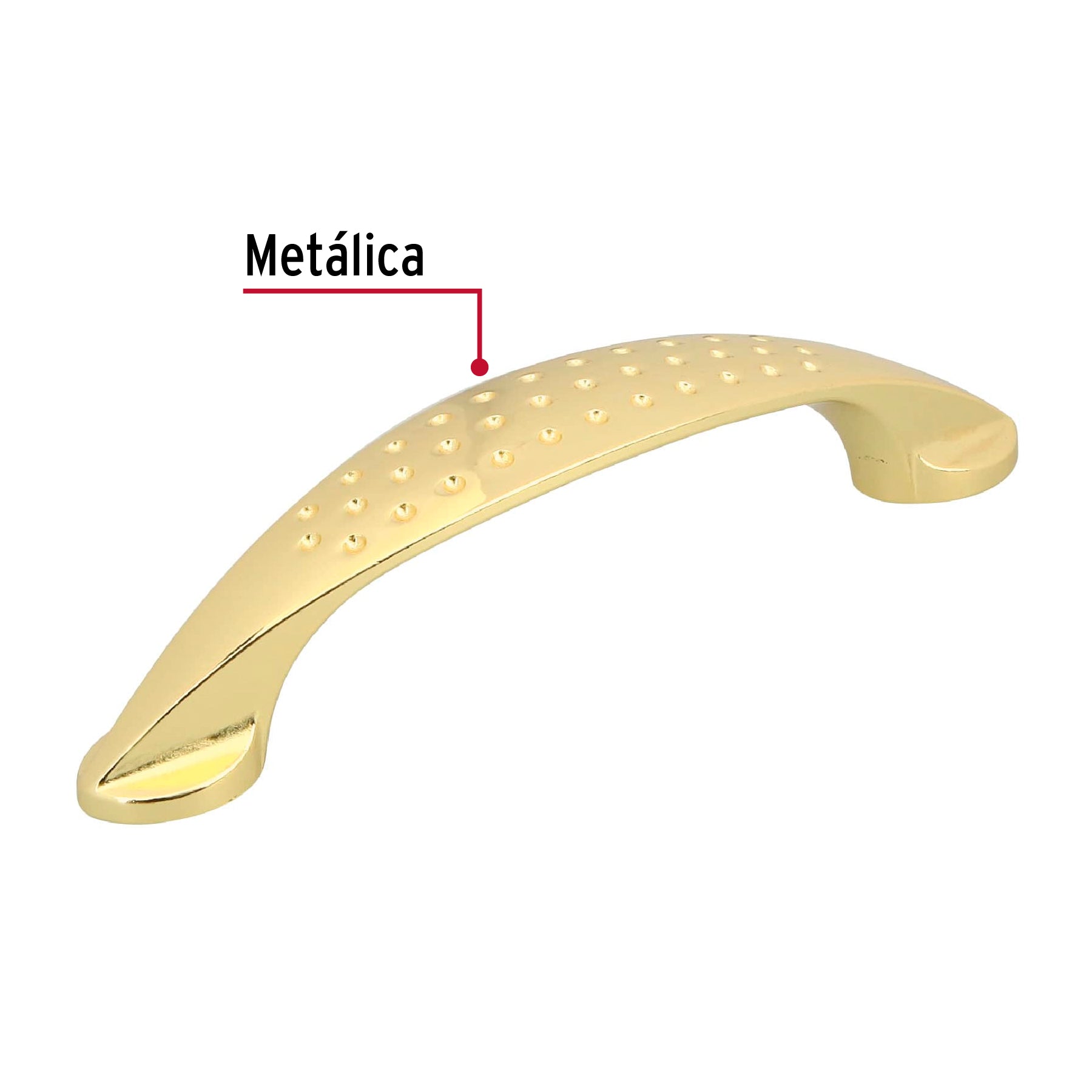 Jaladera de 96mm, línea Elipse, latón brillante, Hermex