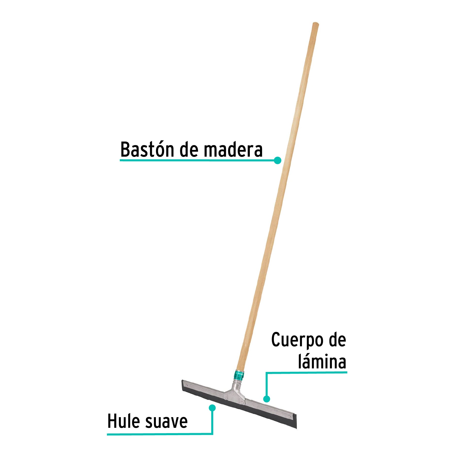 Jalador con base de lámina de 40 cm, con bastón de madera
