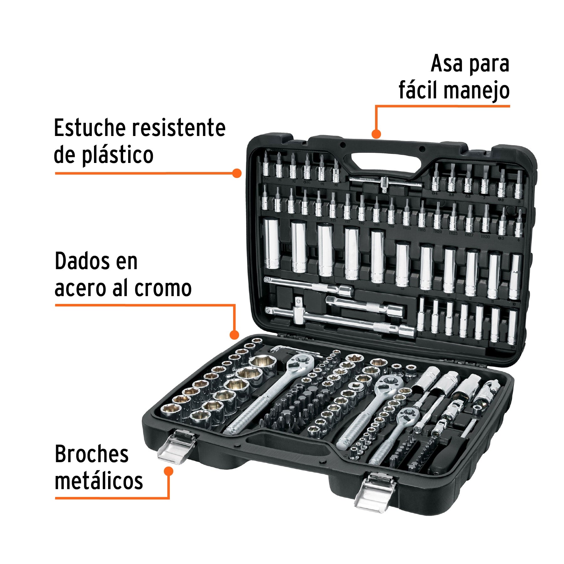 Juego de 172 herramientas 1/4", 3/8" y 1/2" mm para mecánico