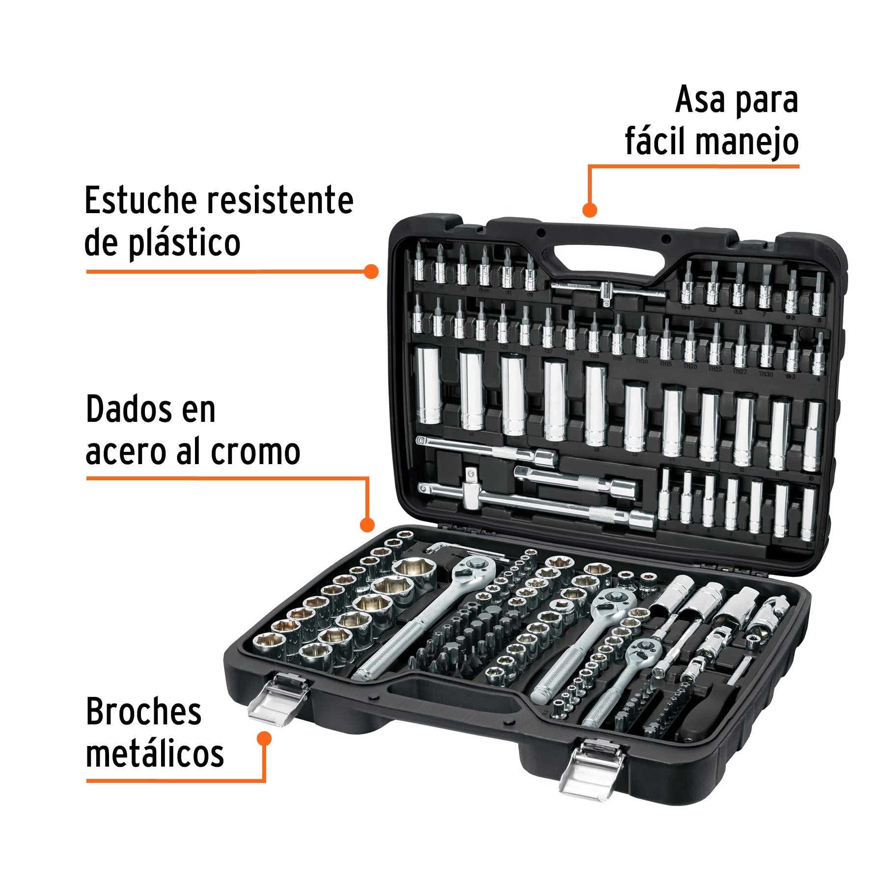 Juego de 172 herramientas 1/4", 3/8" y 1/2" estándar para mecánico