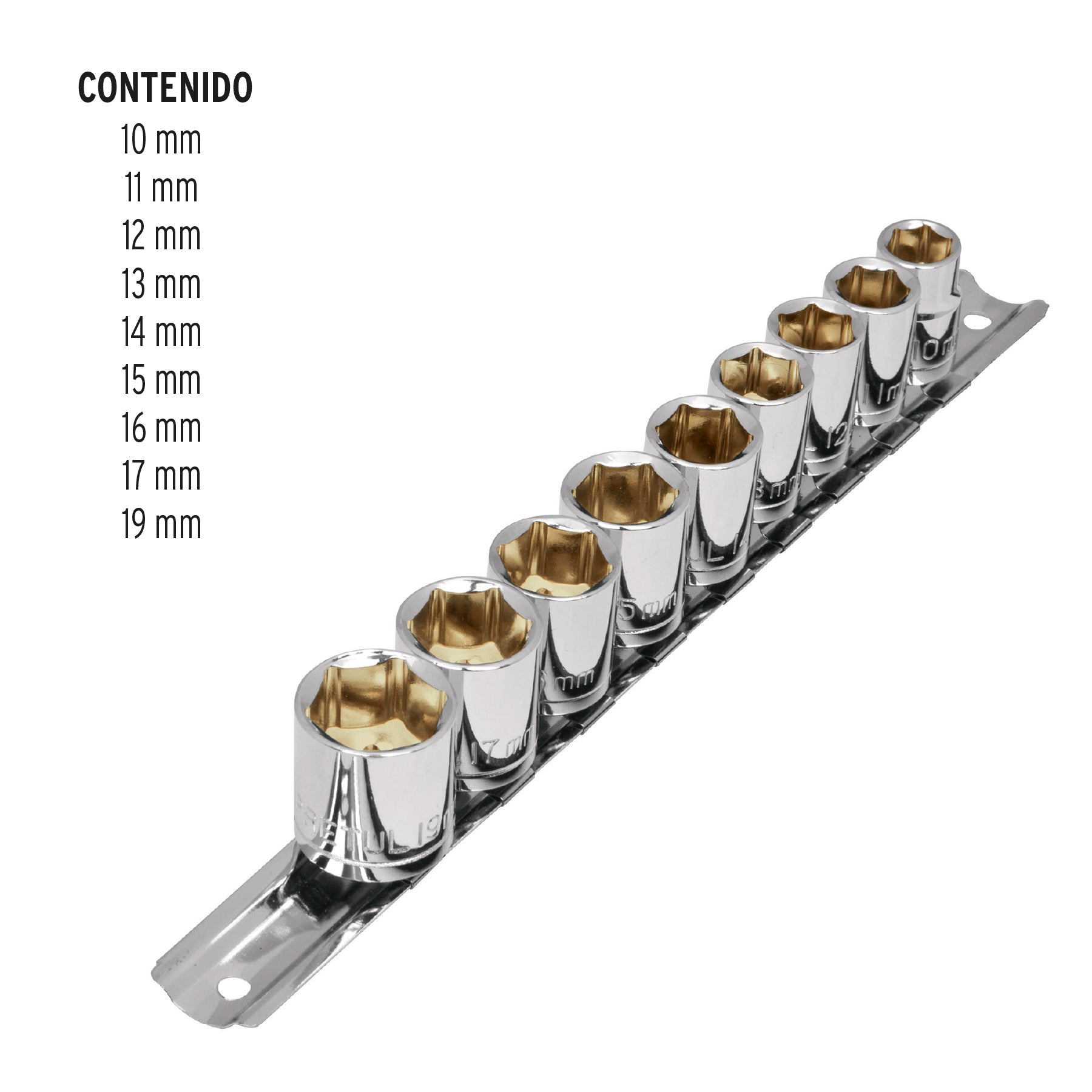 Juego de 9 dados cuadro 3/8" mm, Pretul